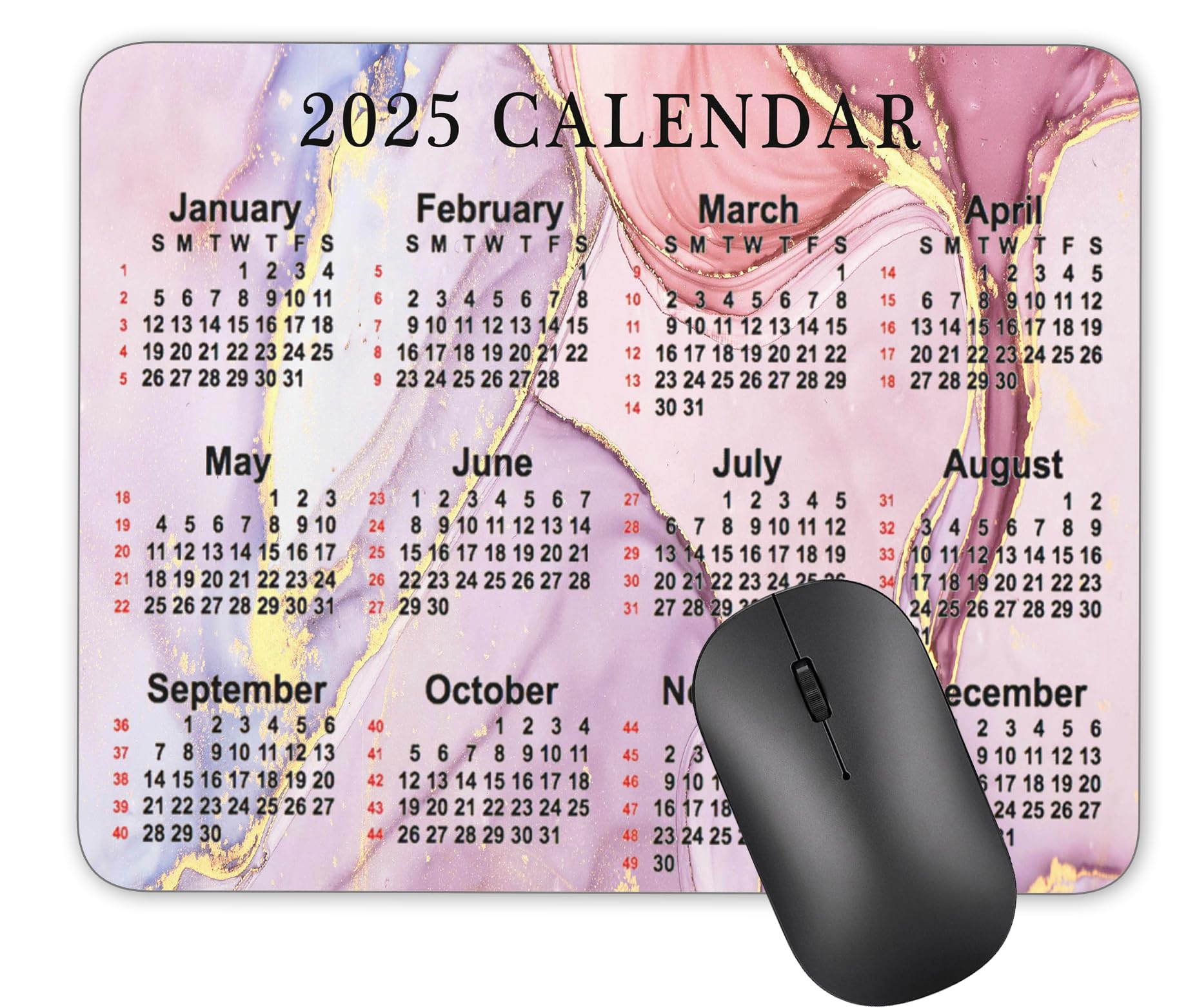 2025 Pink Marble Gaming Mouse Pad - 9.5