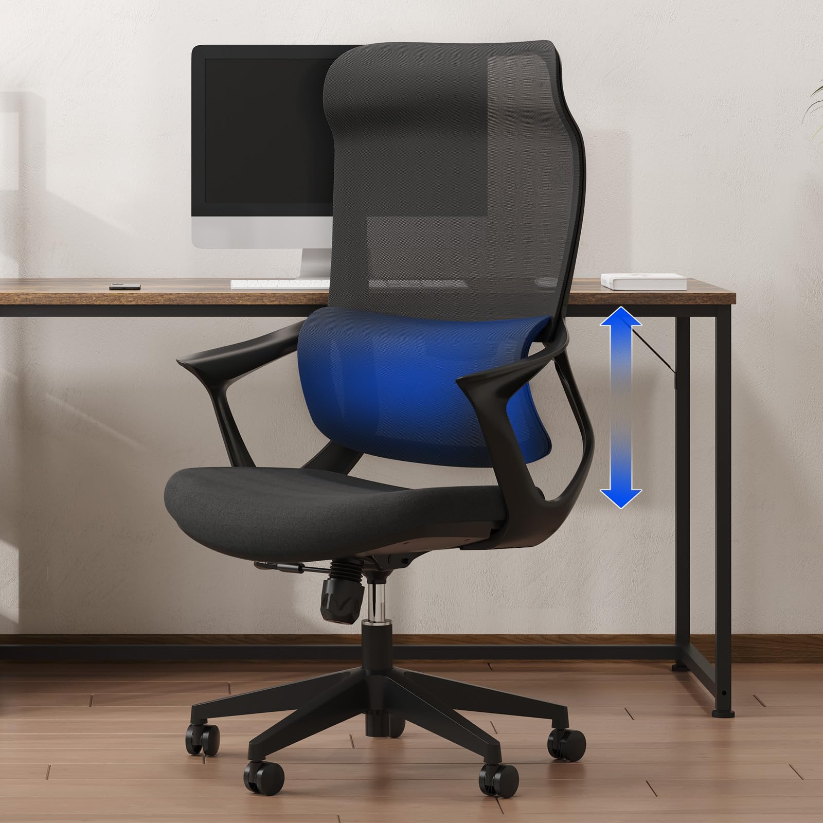 FLEXISPOT Ergonomic Office Chair - Big and Tall Computer Chair with Adjustable Lumbar Support, Height Adjustable & Comfortable Seat Cushion (Black) - Perfect for Home Office, Gaming & Workspace