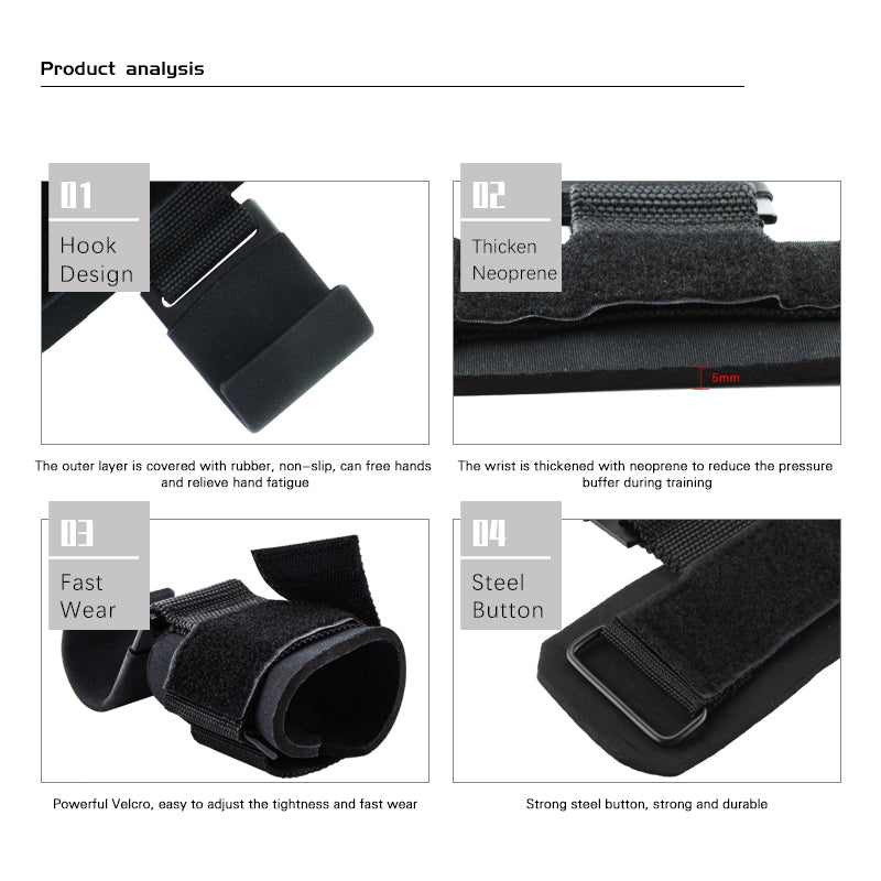 Weight Lifting Hook Grips with Wrist Wraps - Heavy Duty Hand & Wrist Support Straps for Powerlifting, Gym Training & CrossFit - Perfect for Deadlifts, Pull-ups & Strength Workouts