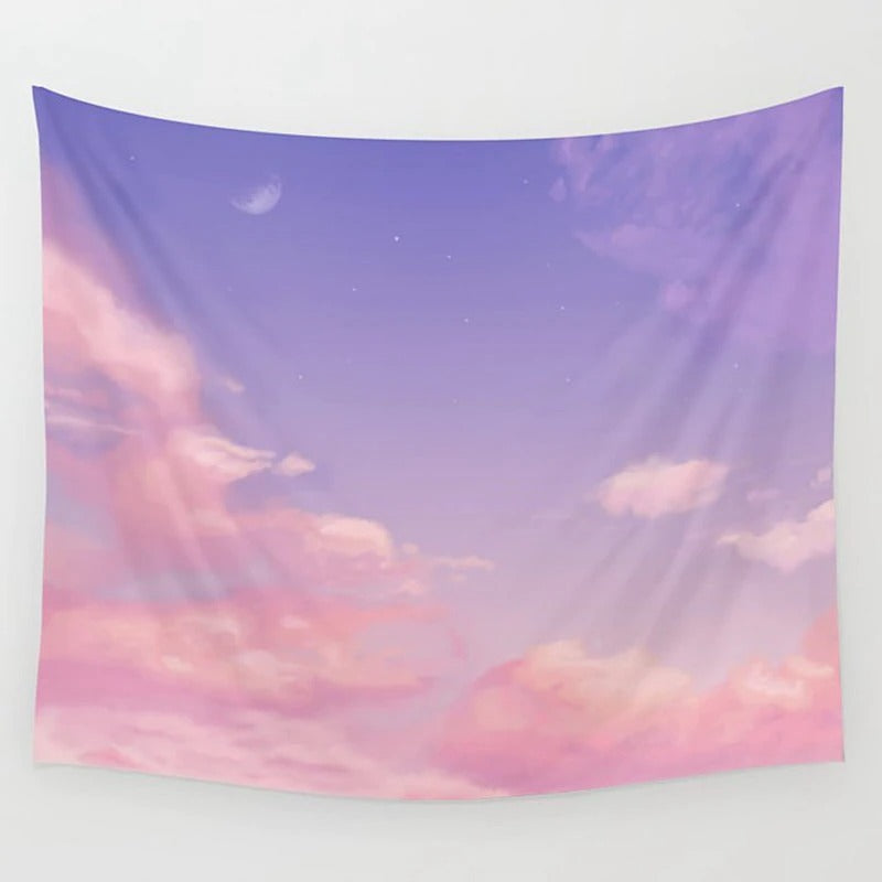 Pastel Clouds Tapestry Wall Hanging - Soft Aesthetic Room Decor for Bedroom, Living Room & Dorm - Boho Chic Home Decor for Girls & Teens