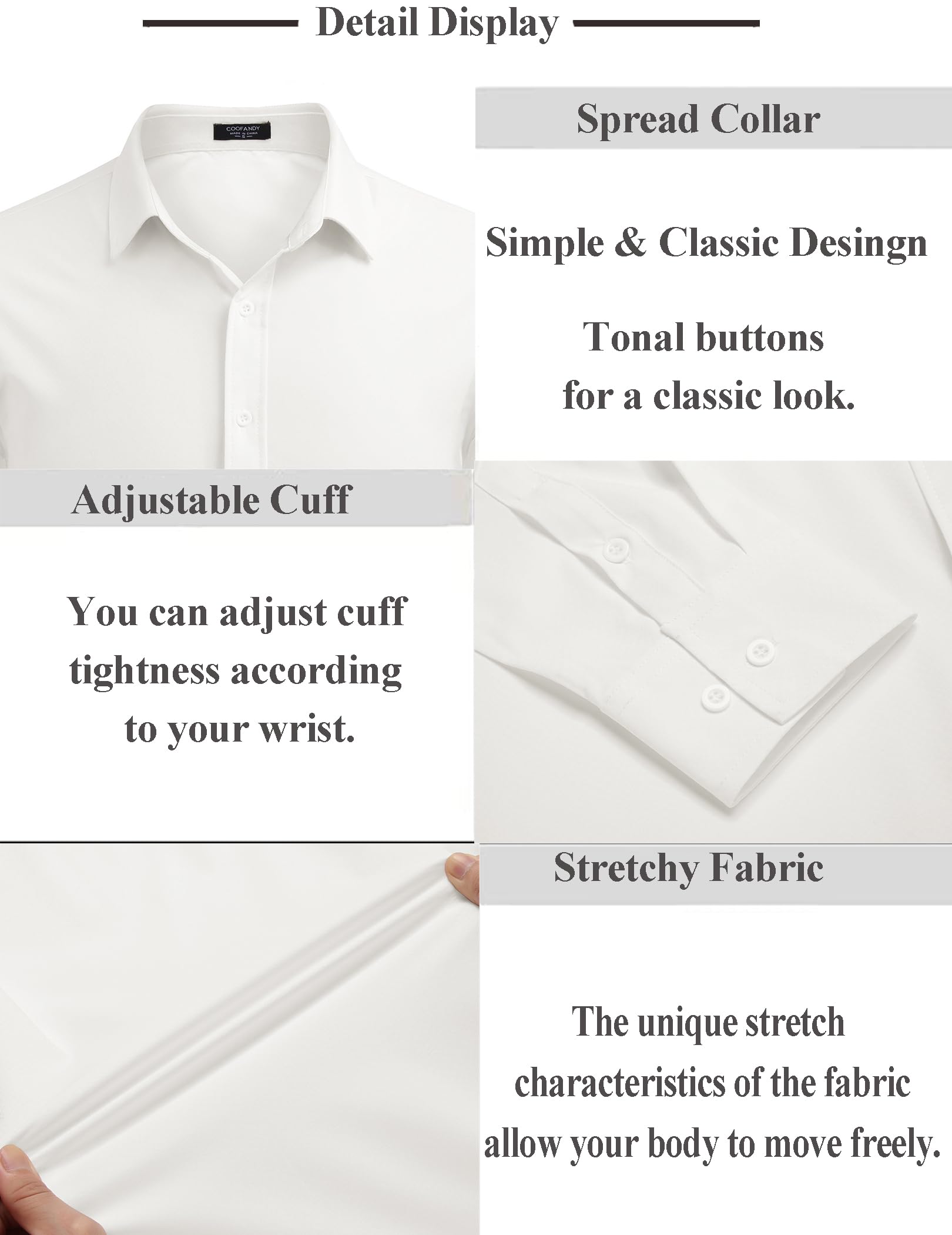 COOFANDY Men's Business Dress Shirts - Wrinkle Free Long Sleeve Button Down Shirt for Office & Formal Wear | Textured Casual Regular Fit Dress Shirt for Work, Interviews & Special Occasions