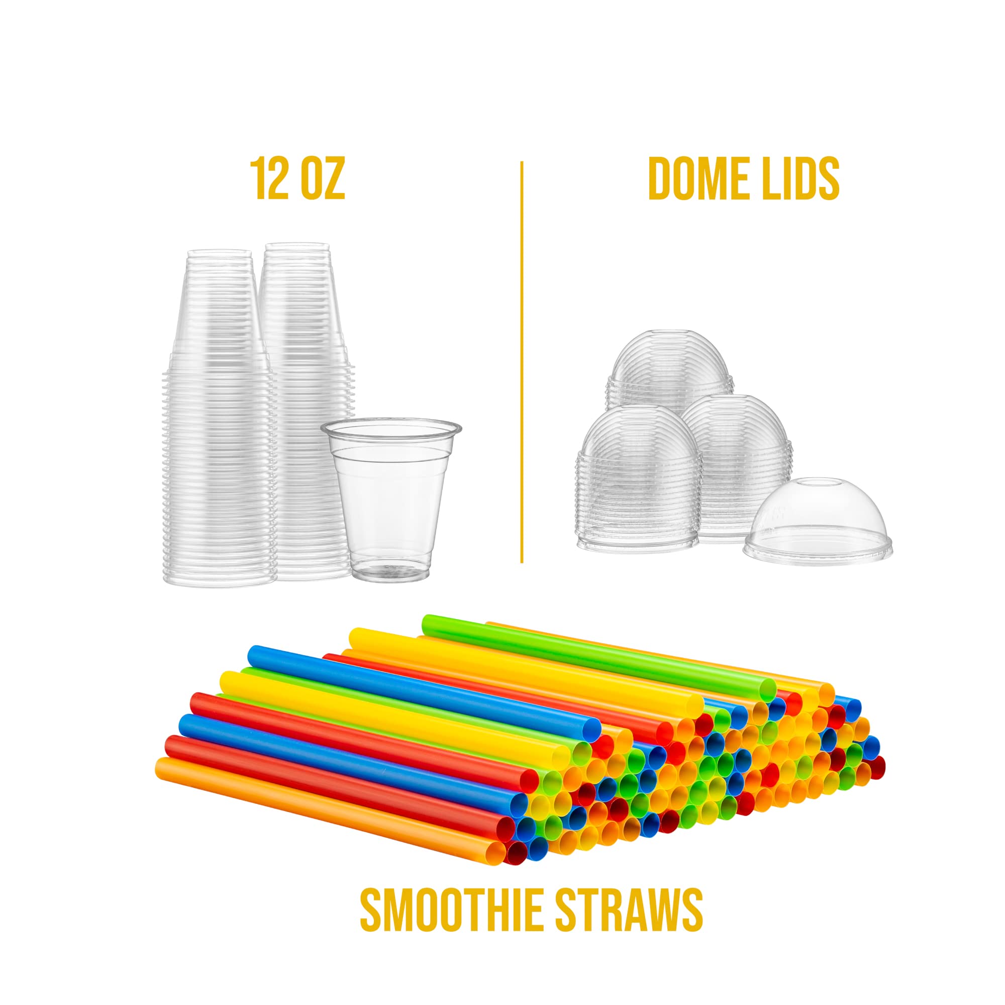 40 Sets - 32 Oz Crystal Clear PET Plastic Cups with Dome Lids & Straws for Iced Coffee, Milkshake, Cold Drinks - Perfect for Parties, Smoothies, Slushies, and Fast Food Restaurants