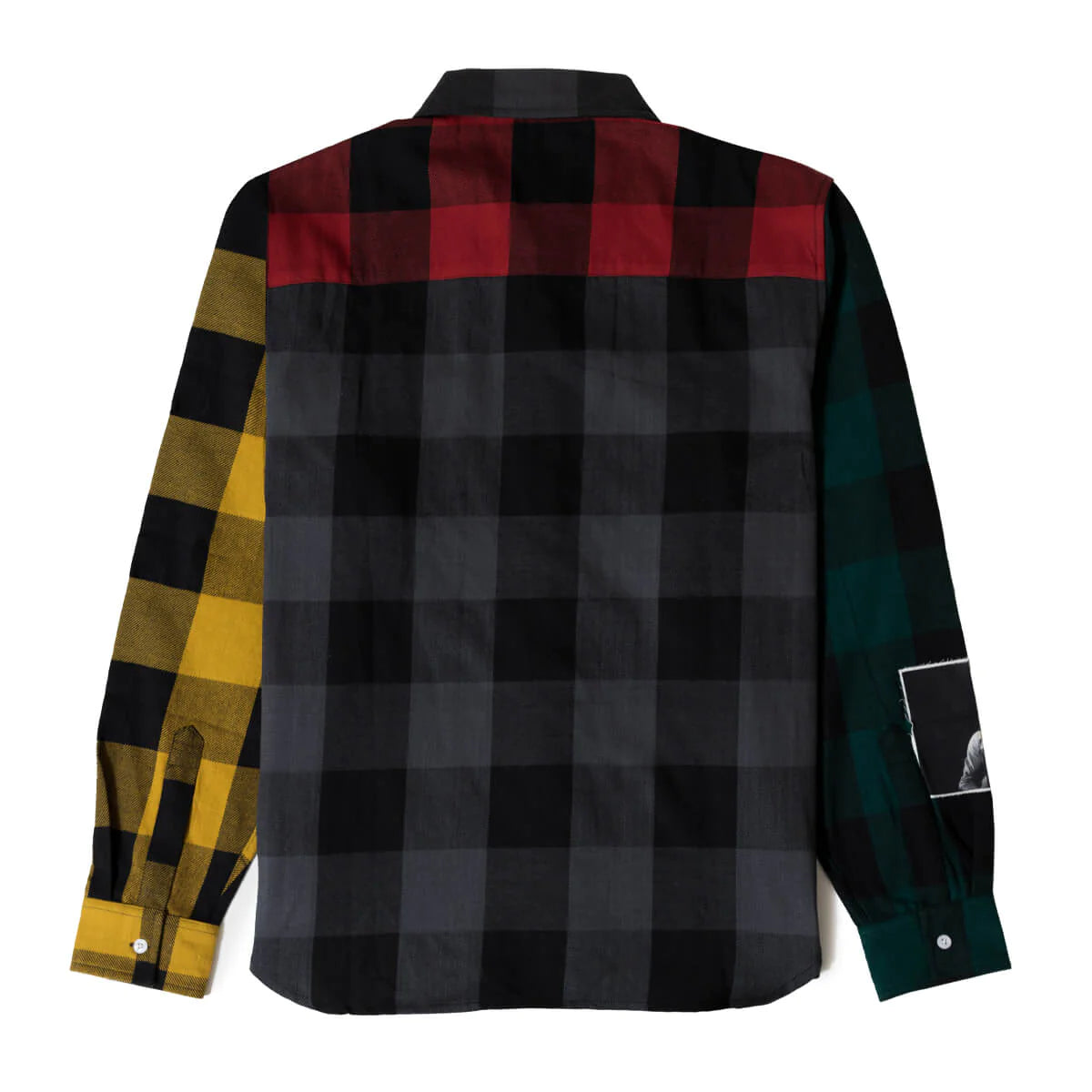 Primitive x Bob Marley Patchwork Flannel Shirt - Vintage Style Men's Casual Button Up Shirt - Perfect for Streetwear, Music Festivals & Everyday Wear