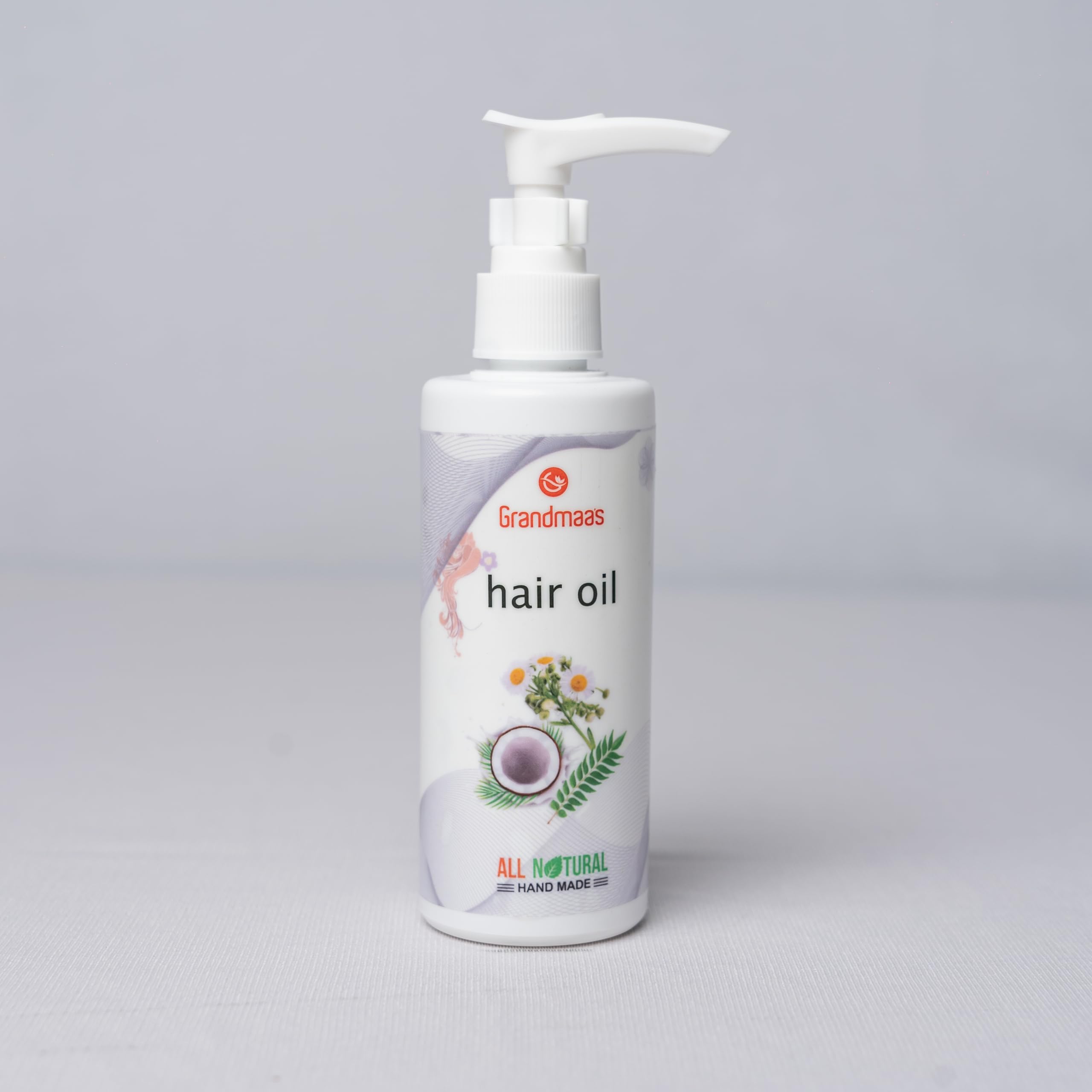 Grandmaas All Natural Handmade Herbal Hair Oil for Hair Growth & Hair Fall Control - Coconut Oil, Sesame, Bhringaraj & Hibiscus Infused Treatment for Women & Men (120ml) | Promotes Stronger, Healthier Hair for Daily Care & Scalp Massage