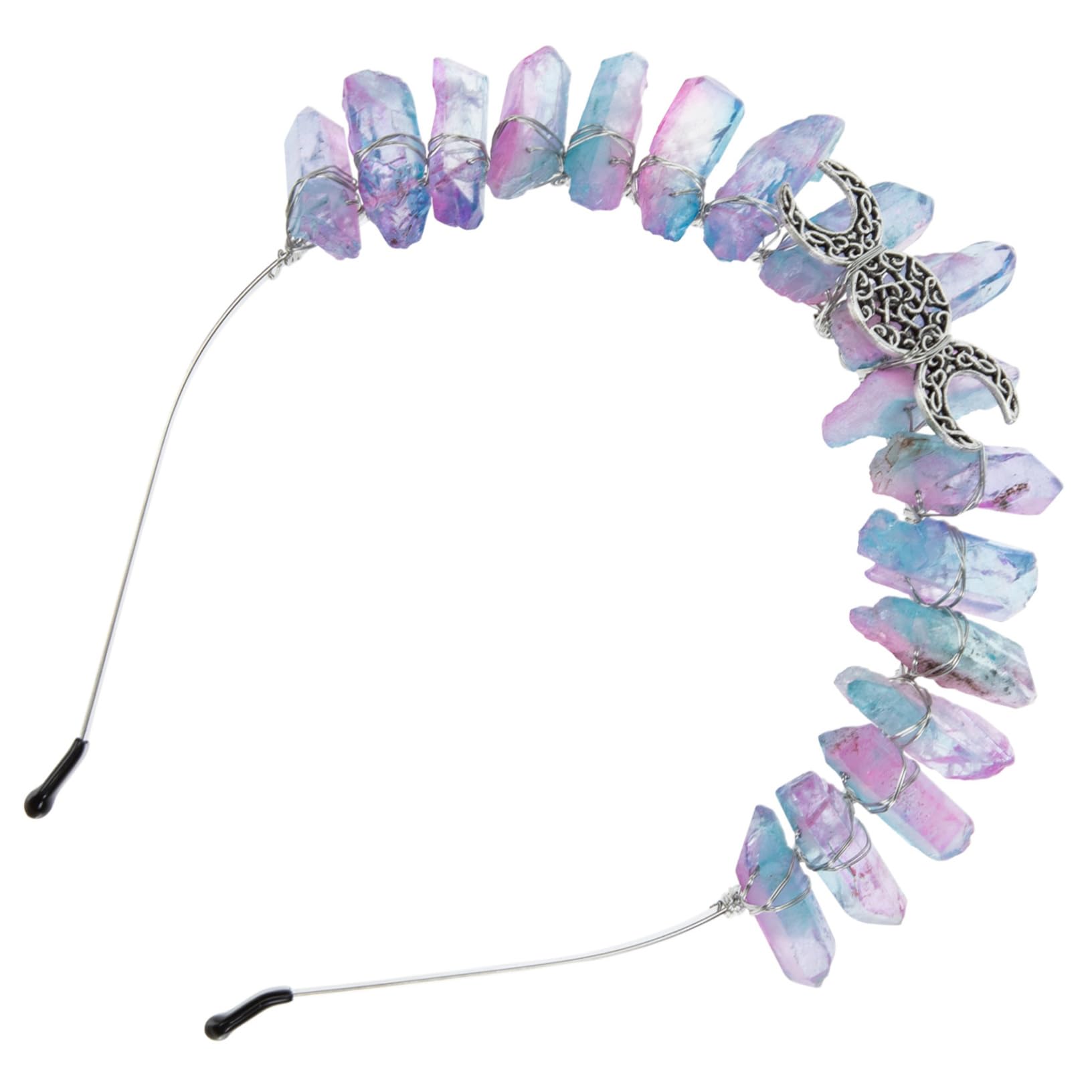 POPETPOP 2-Piece Hollow Crystal Tiara Headband - Rhinestone Hair Accessories for Women, Brides, Witches & Fairies - Elegant Wedding Hairpiece, Cosplay Costume Jewelry, Fantasy Party Decor (Perfect for Halloween, Renaissance Fairs & Themed Events)