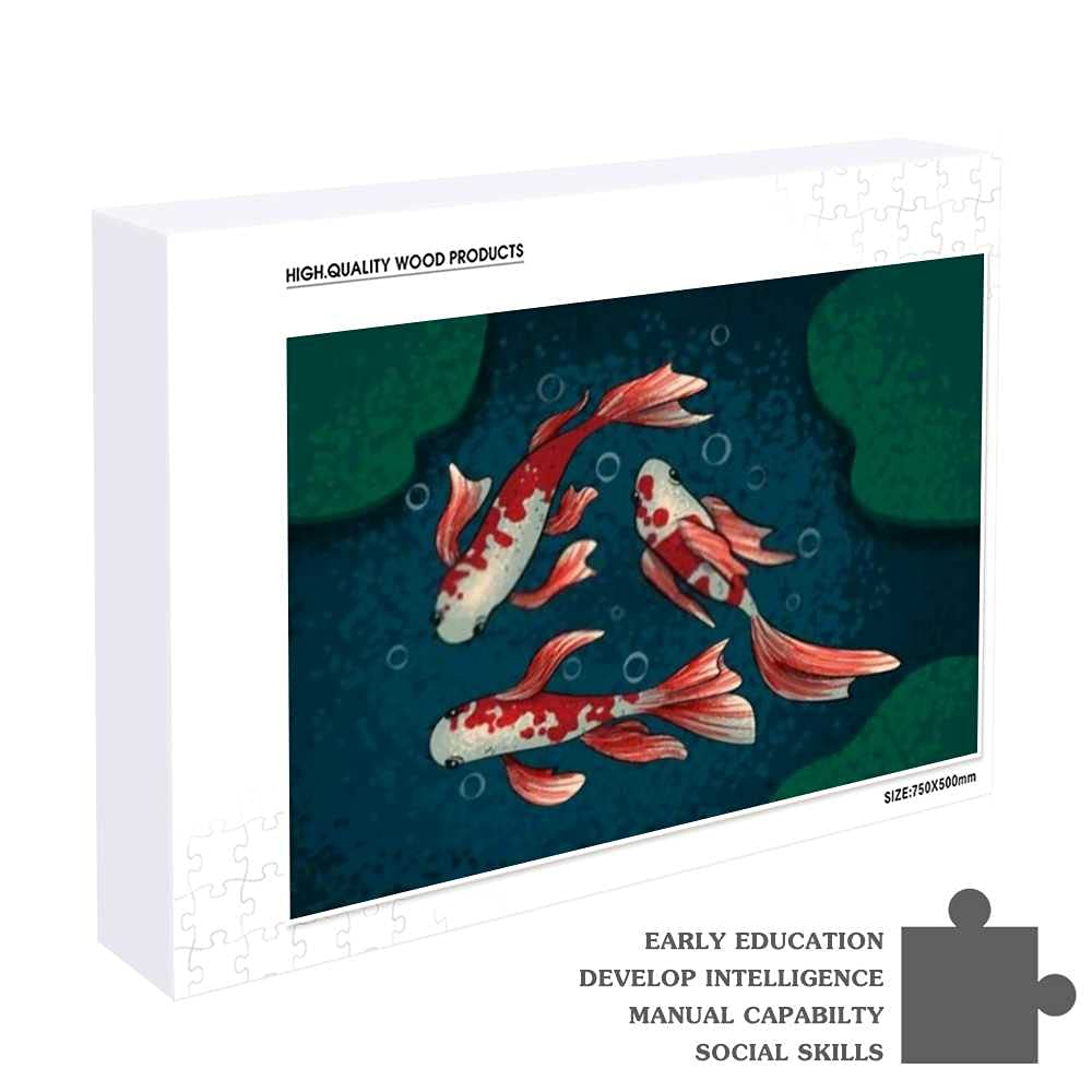 500-Piece Asian Koi Fish Jigsaw Puzzle for Adults, Teens & Kids - Creative Gift, Family Game Night Activity - Multiple Sizes Available for Home Decor & Relaxation