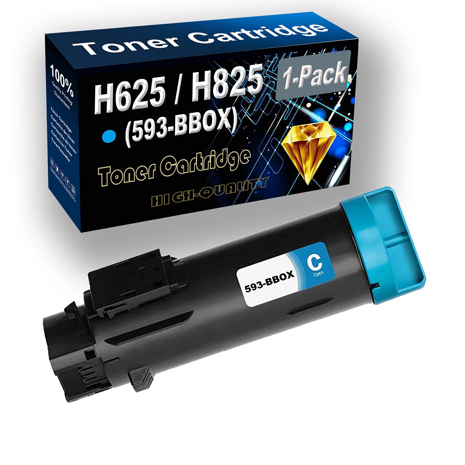 High Yield 593-BBOX P3HJK Compatible Toner Cartridge (Cyan, 1-Pack) for Dell H625cdw H825cdw S2825cdn Printers - Perfect for Office & Home Printing Needs