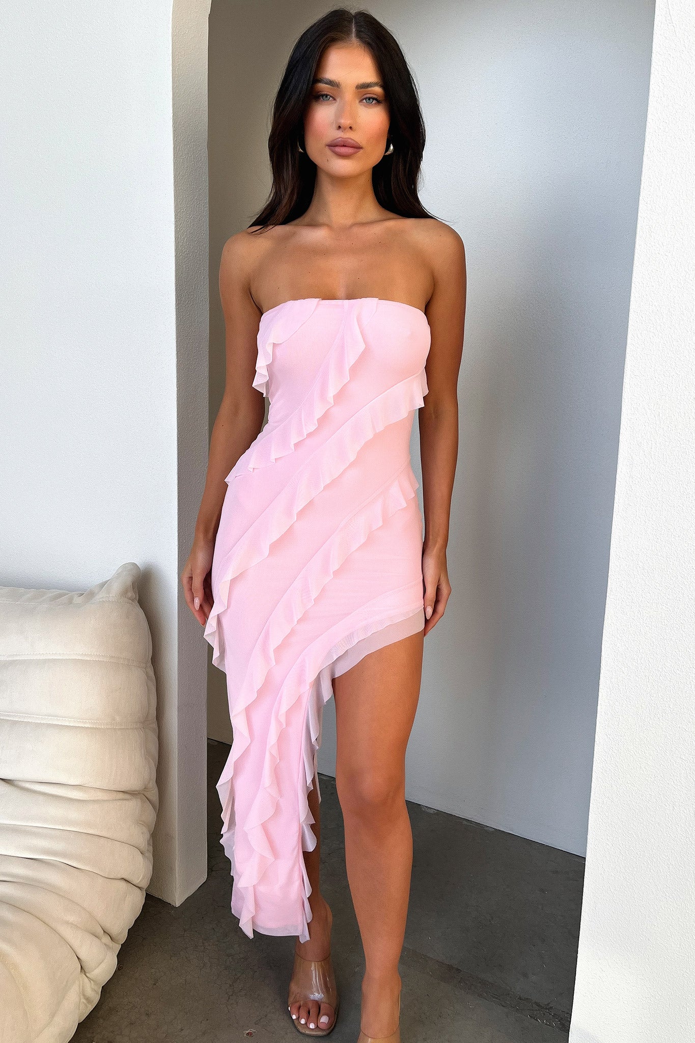 J'adore Pink Dress - Elegant Women's Floral Midi Dress for Parties, Weddings & Special Occasions