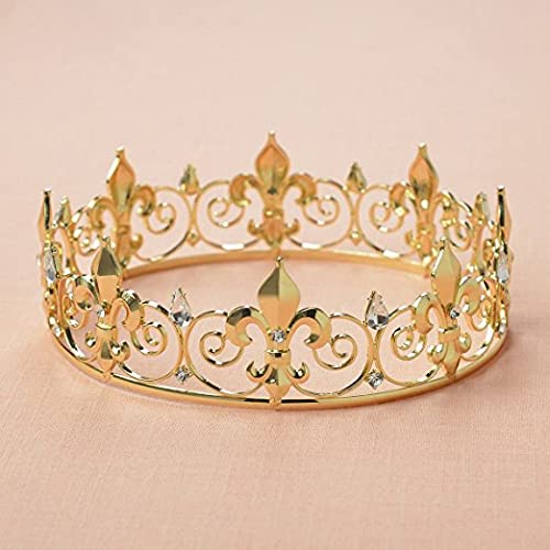 Royal Full King Crown & Tiaras Set - Gold Metal Cosplay Costume Accessories for Homecoming, Prom, Weddings & Birthday Parties - Perfect for Medieval Theme Events, Renaissance Fairs & Royalty-Themed Decorations