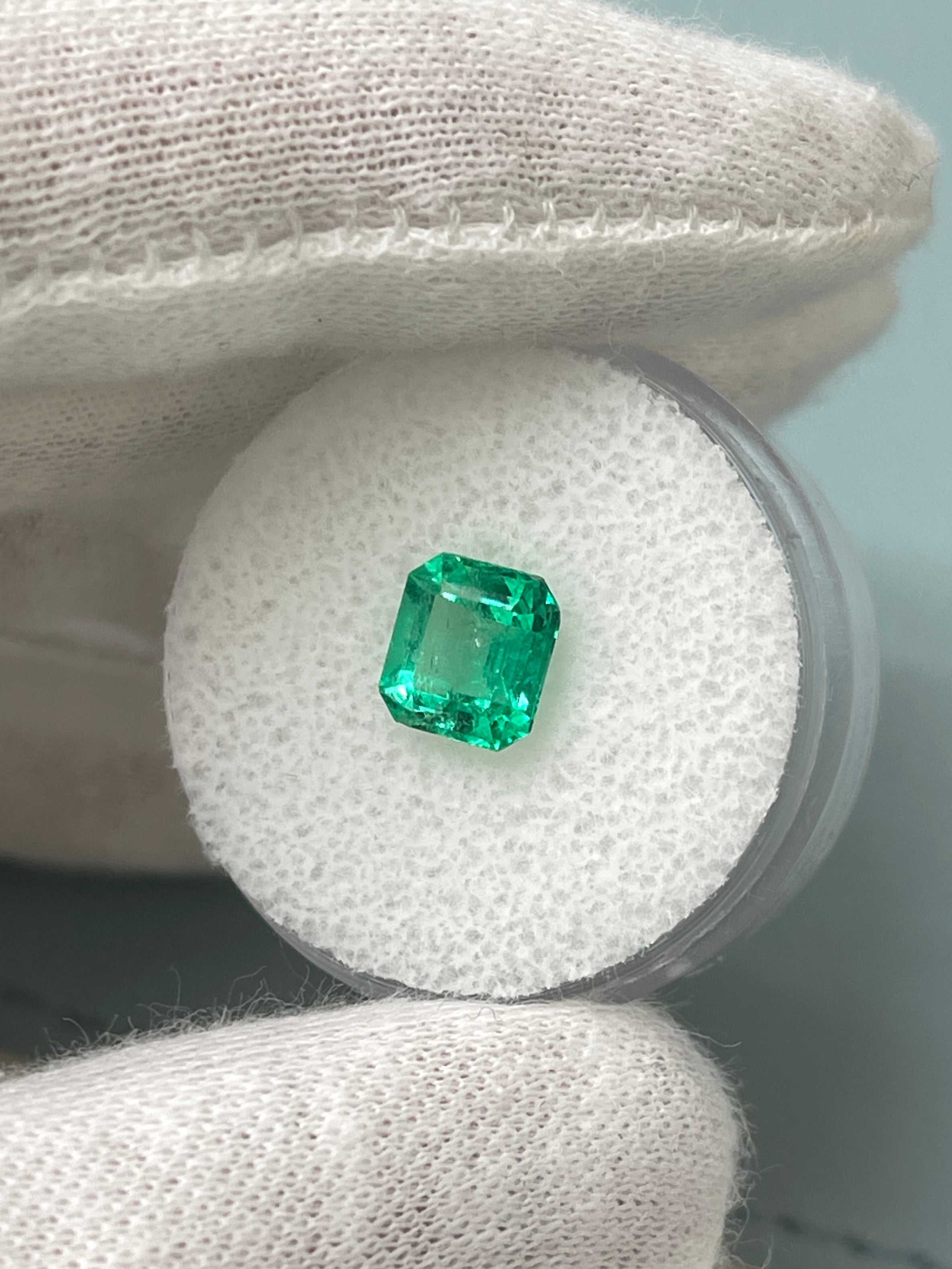 1.68 Carat 7.5x7mm Muzo Yellowish Green Asscher Cut Natural Colombian Emerald - Loose Gemstone for Jewelry Making, Engagement Rings & Luxury Collections