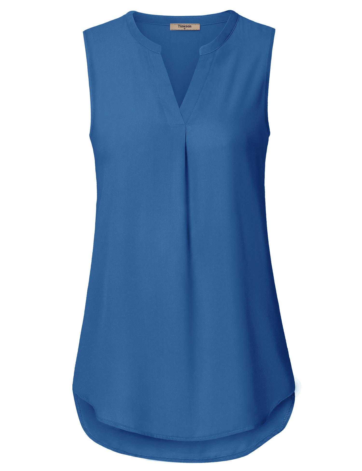 Timeson Women's Chiffon V-Neck Sleeveless Blouse - Elegant Office Work Shirt for Business Casual & Professional Wear - Perfect for Work, Meetings, and Formal Events