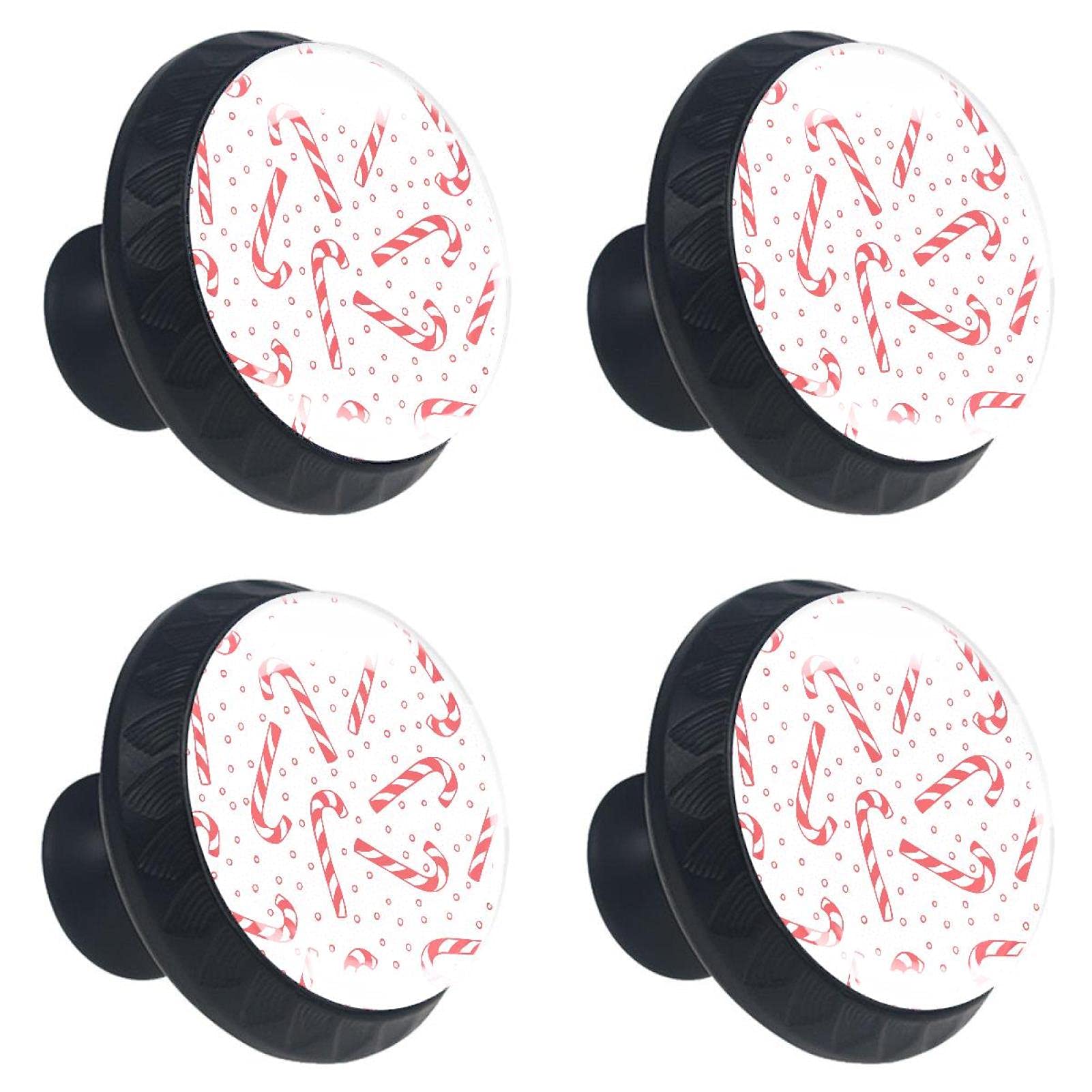 Red Candy Cane Knobs - 4pc Cabinet Handles for Kitchen & Wardrobe
