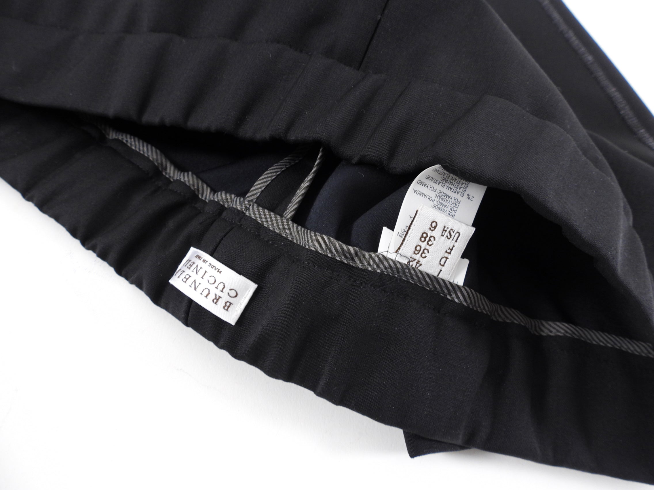 Brunello Cucinelli Black Slim Fit Dress Pants with Top Stitch Detail - Premium Italian Wool Trousers for Business & Formal Occasions | Office Wear, Weddings & Special Events