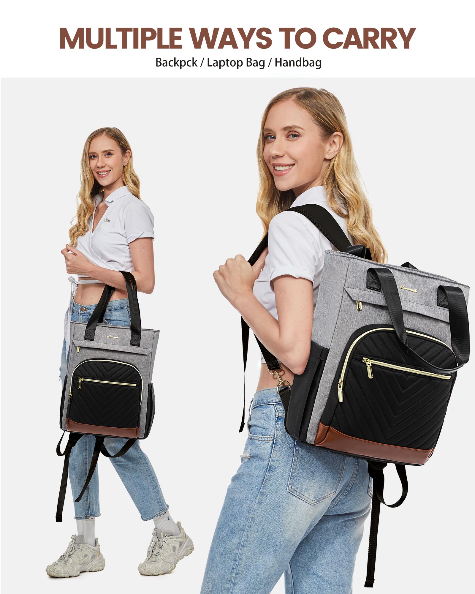LOVEVOOK 17 Inch Laptop Backpack for Women - Waterproof Work Bag with USB Charging Port, Convertible Business Tote for Teachers, Nurses & Professionals | Perfect for Office, Travel & School Use
