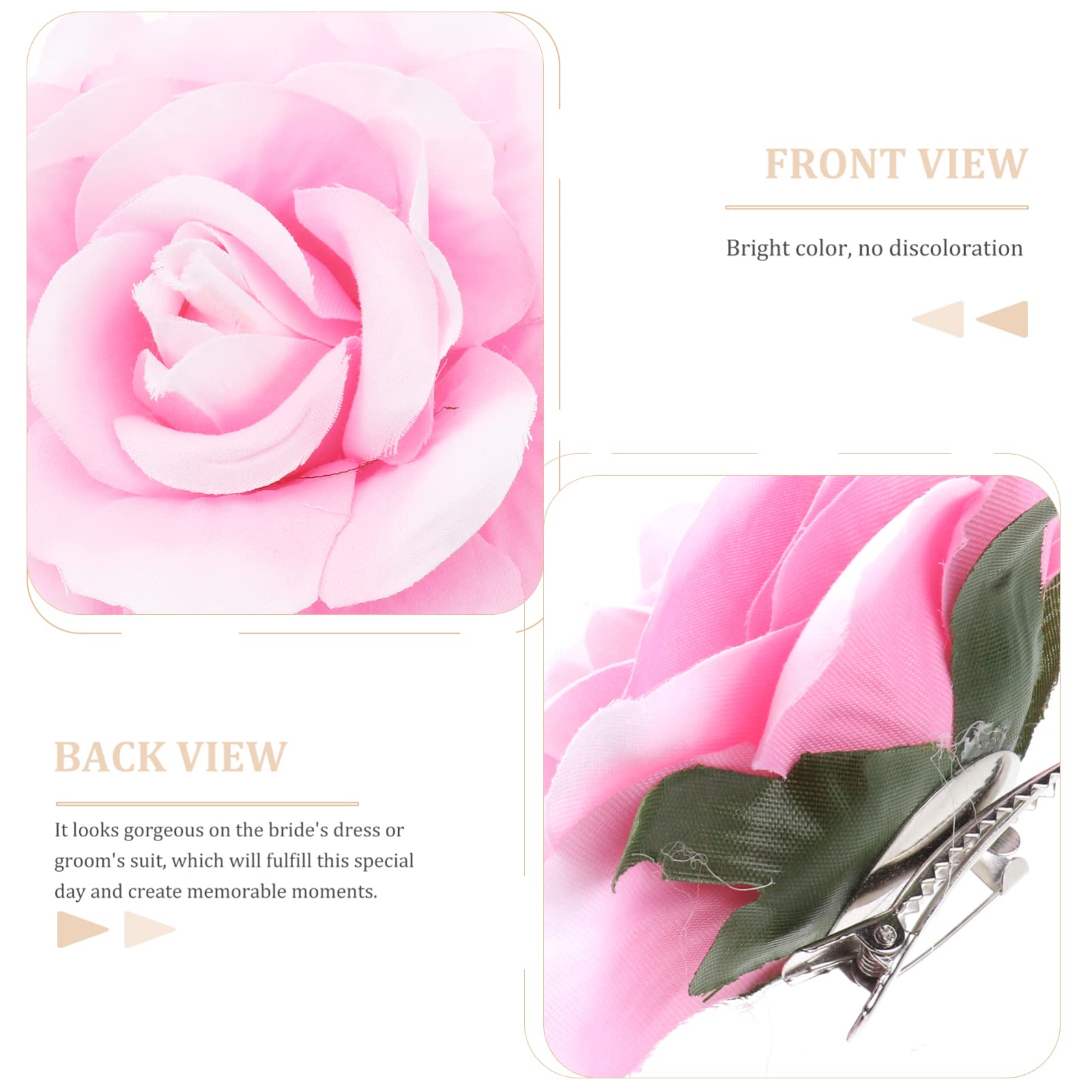 KALLORY 5PCS Artificial Silk Rose Hair Clips - Yellow Bridal Flower Brooch for Girls, Gold Hair Accessories for Weddings, Parties & Everyday Wear