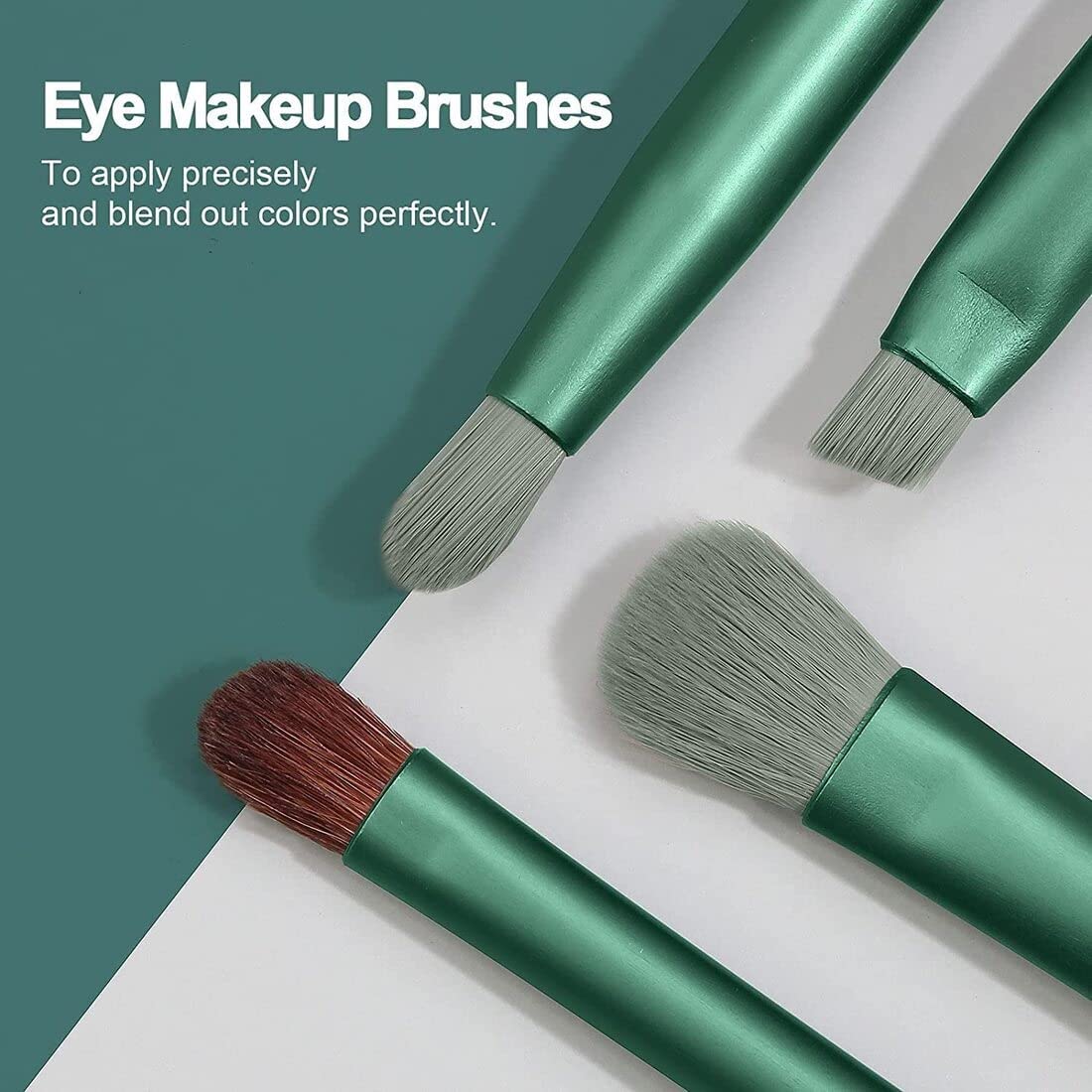 13-Piece Professional Makeup Brush Set - Foundation, Powder, Eyeshadow & Eyebrow Brushes with Synthetic Kabuki & Green Travel Bag | Celebrity Cosmetic Tools for Flawless Makeup Application | Perfect for Home, Salon & Travel Use