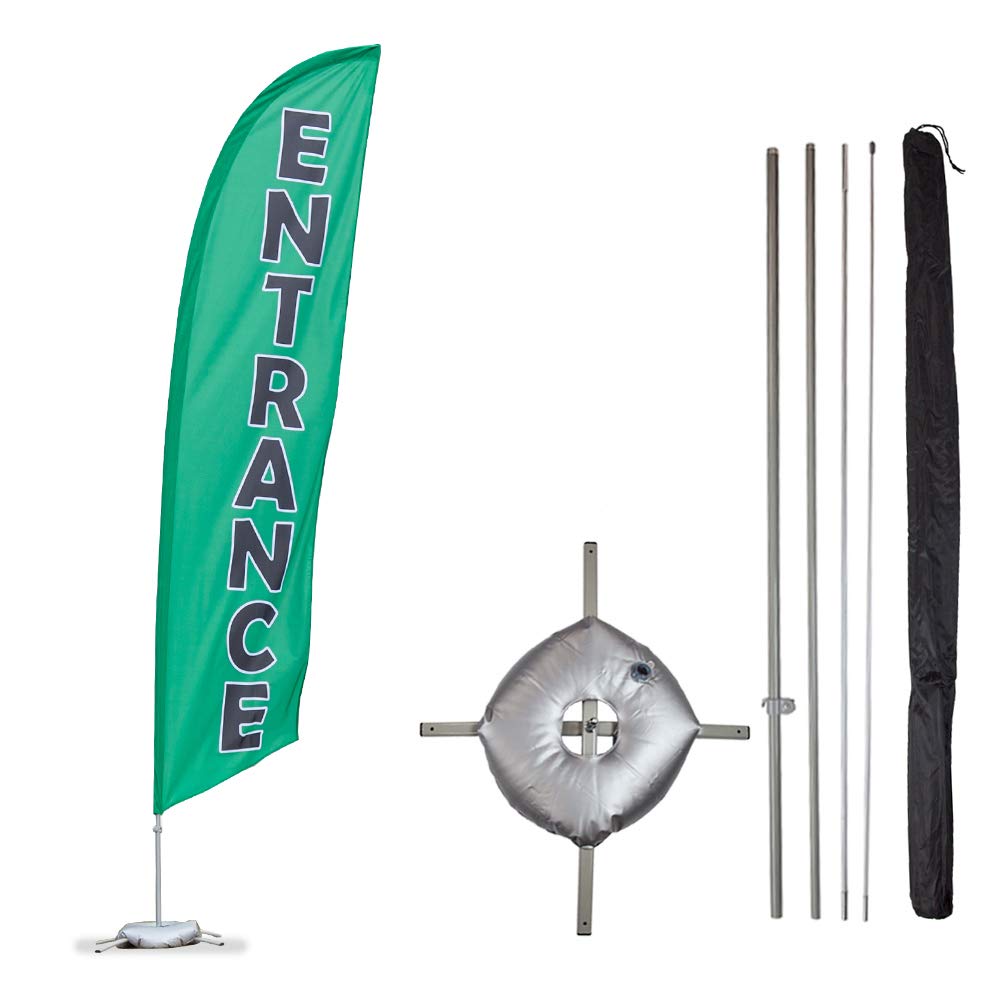 Vispronet 13.5ft Feather Flag Kit with Pole, Cross Base & Weight Bag - Durable Custom Printed Entrance Flags for Business Advertising, Storefronts & Sales Events (Made in USA) - Perfect for Grand Openings, Car Dealerships & Outdoor Promotions