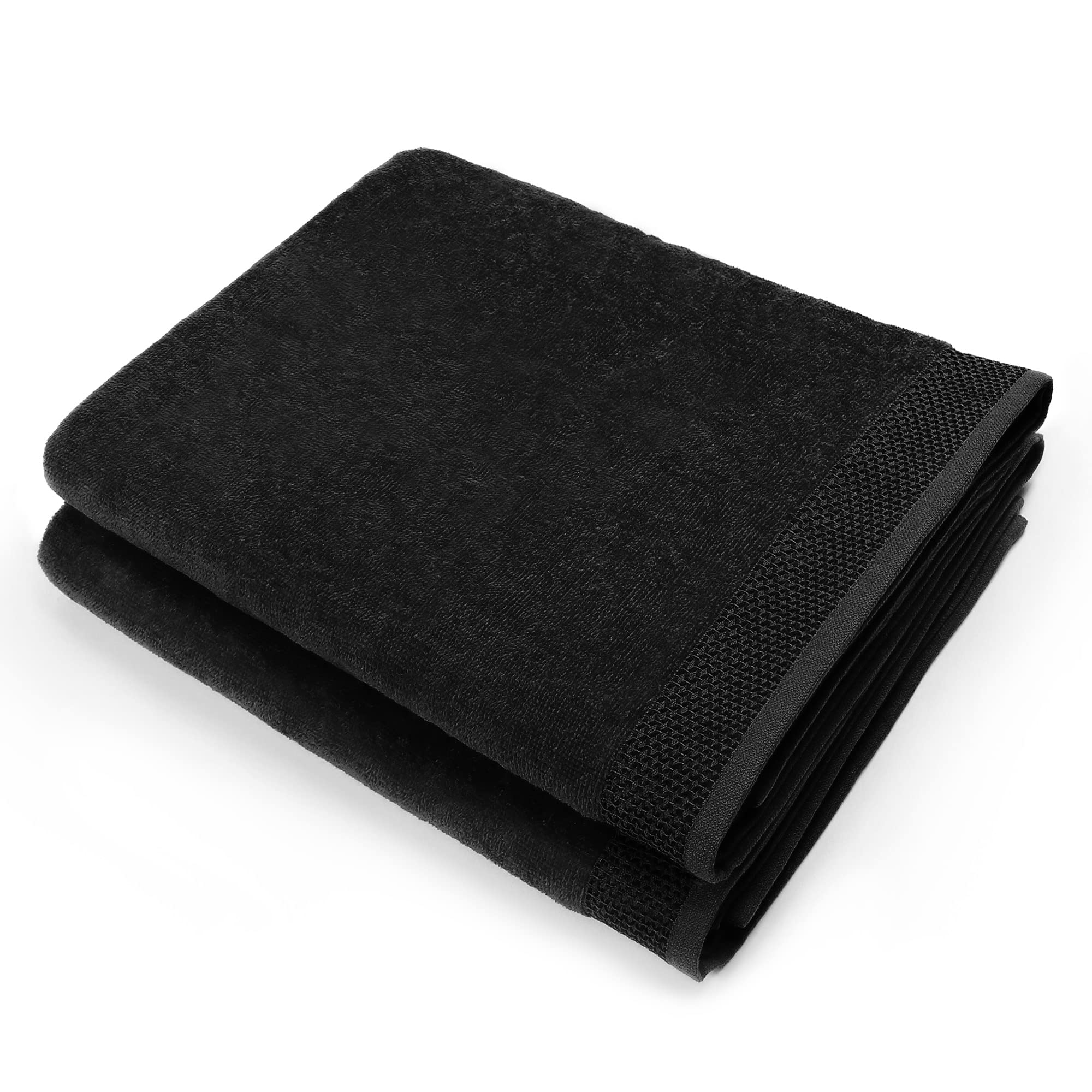 Kaufman Terry 100% Cotton Bath Sheets - Super Absorbent 30''x60'' Beach Towel & Pool Towel (Black, 2-Pack) - Perfect for Spa, Gym, Swimming and Vacation Use