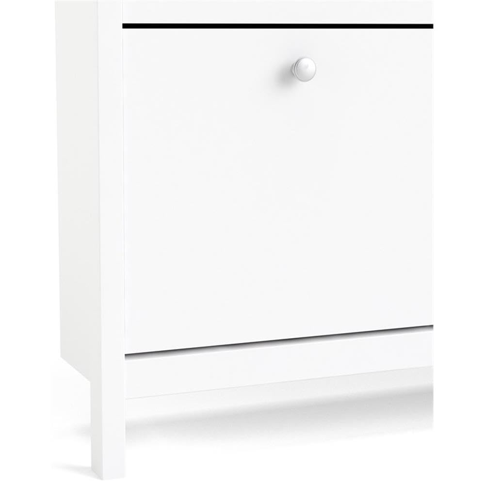 Tvilum White Madrid 4-Drawer Shoe Storage Cabinet - Organize Shoes in Entryway, Closet or Bedroom