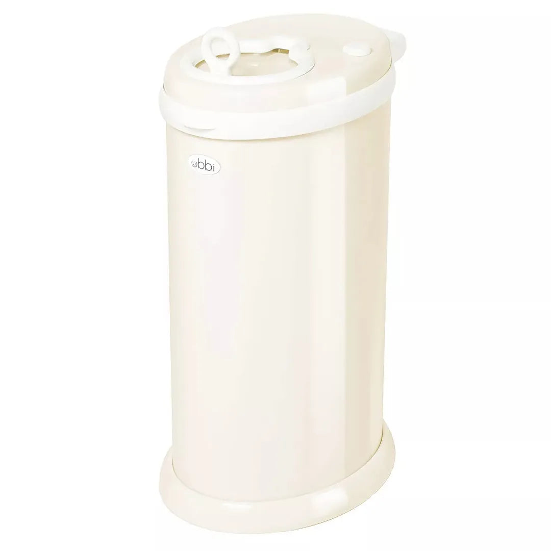 Ubbi Diaper Pail with Odor Locking System & 1 Pack Refill Bags - Ivory White Baby Diaper Disposal Bin for Nursery, Bedroom & Changing Station - Perfect for Newborns & Toddlers