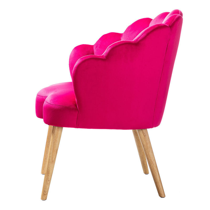 Ariel Scalloped Velvet Armchair - Luxurious Velvet Upholstered Accent Chair for Living Room, Bedroom & Office - Elegant Home Decor Furniture for Comfortable Seating