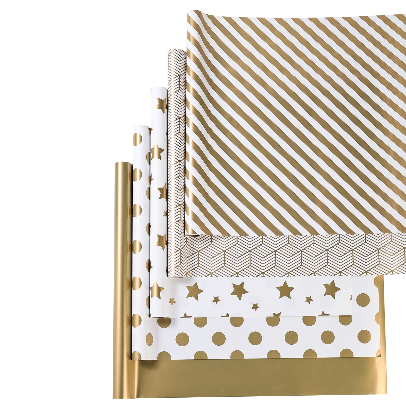 XKDOUS Gold Birthday Wrapping Paper - 5 Rolls (17