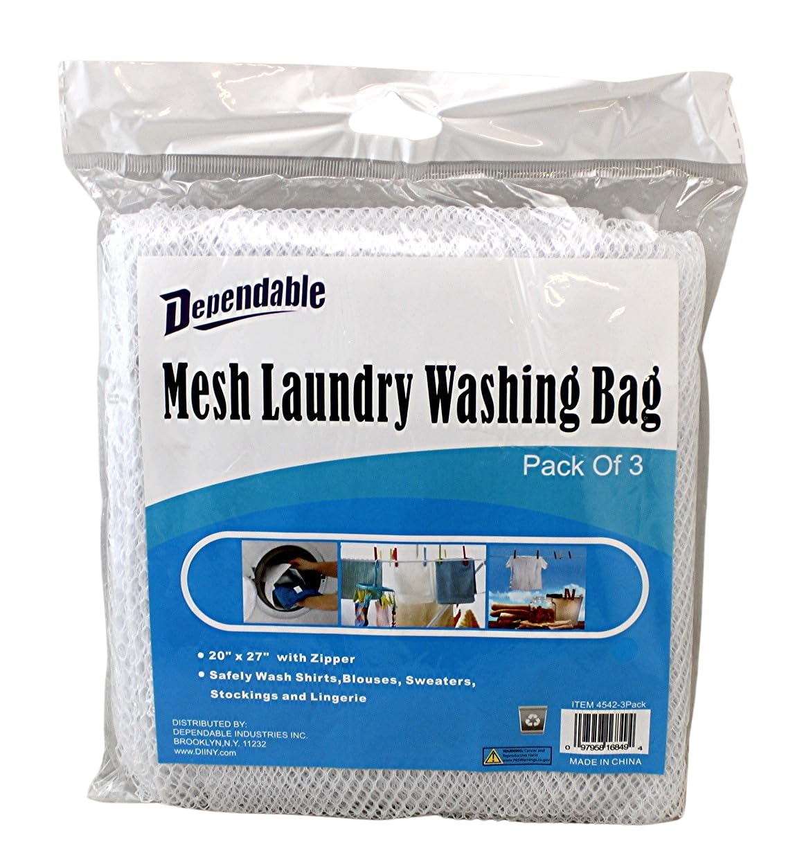 Dependable Industries 3-Pack Extra Large Reusable Mesh Laundry Bags for Delicates (20