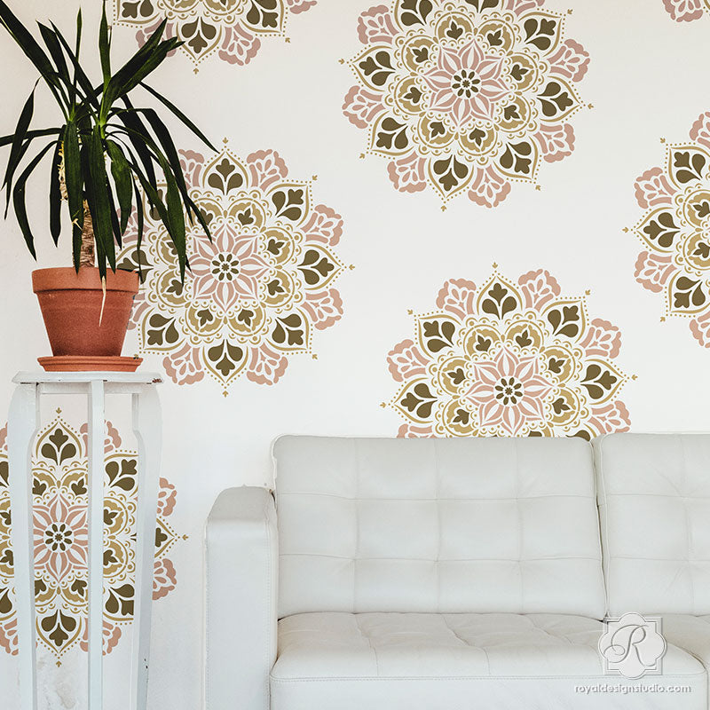 Ananda Mandala Stencil - Reusable DIY Painting Template for Wall Art, Fabric, Wood & Canvas - Perfect for Home Decor, Yoga Studios, Meditation Spaces & Spiritual Crafts