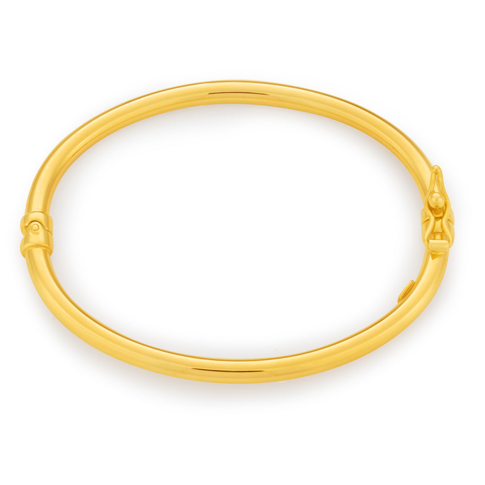 9ct Yellow Gold 3mm Hinged Polished Baby Bangle Bracelet - Elegant Jewelry Gift for Newborns, Christening & Special Occasions