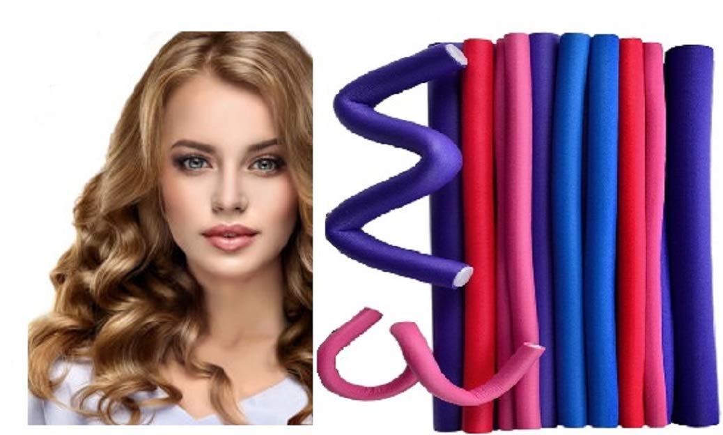 Foreign Holics 6-Piece Hair Rollers Set with 10 Hair Sticks - Professional Curling Iron for Styling & Volume (Multicolor) - Perfect for Home Salon, Wedding & Party Hairstyles