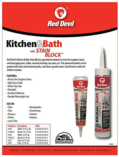 Red Devil 0757 Clear Kitchen & Bath Stain Block Sealant - 12 Pack | Waterproof Adhesive for Tiles, Sinks & Countertops | Prevents Mold & Mildew in Bathrooms & Kitchens