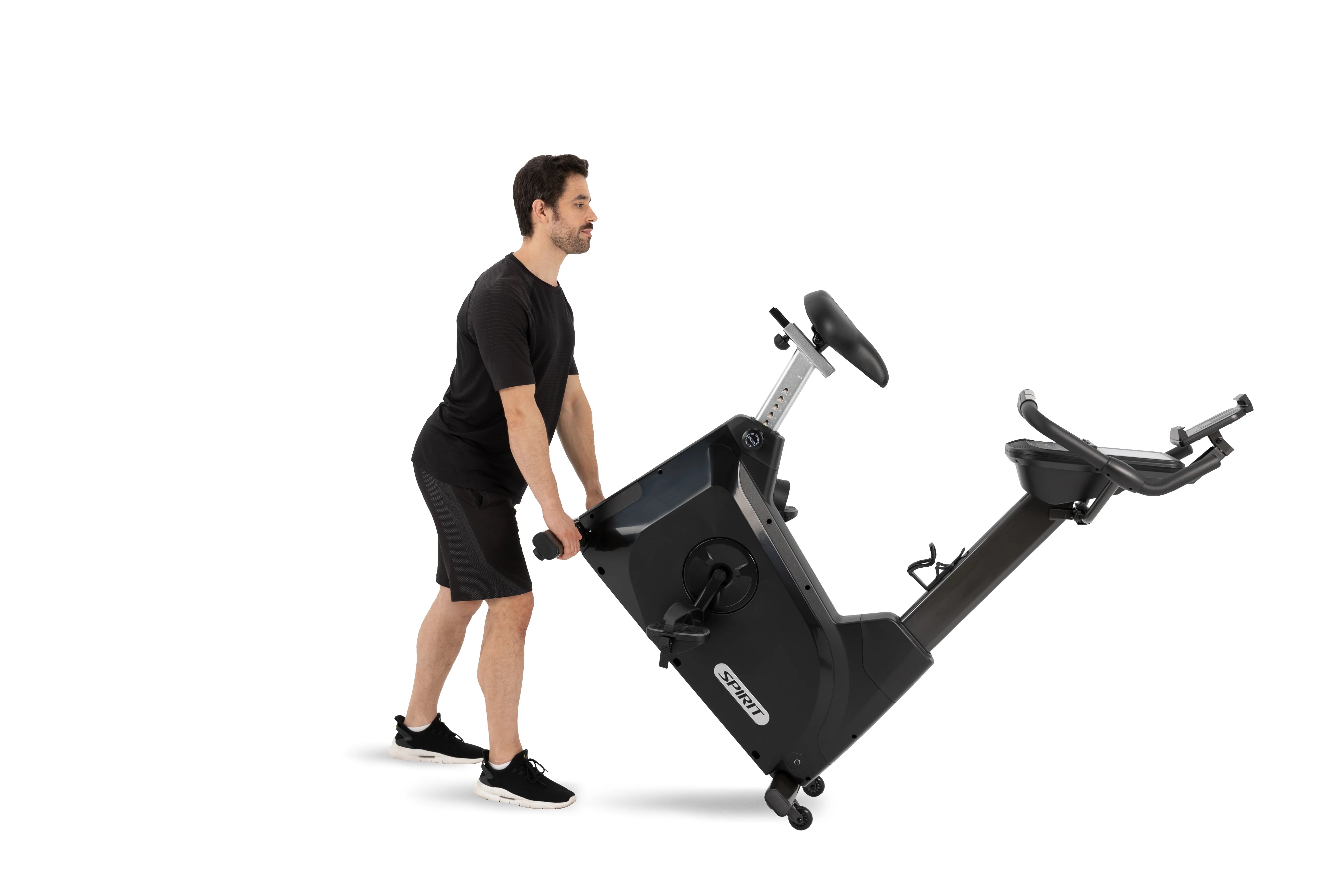 Spirit XBU55ENT Upright Exercise Bike with Entertainment Features - Home Gym Equipment for Cardio Workouts & Indoor Cycling Training - Perfect for Small Spaces & Apartment Fitness