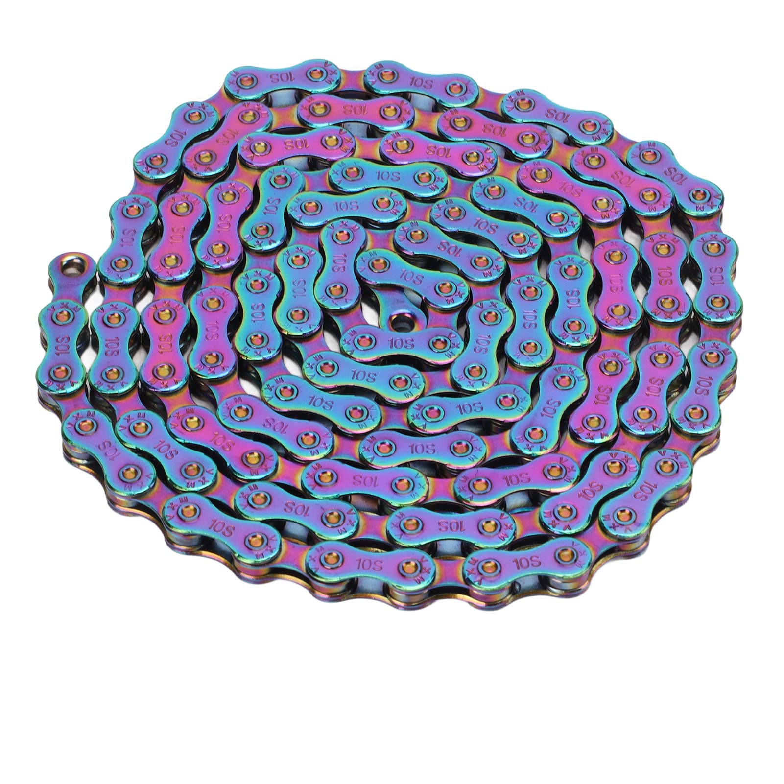 Sorandy 10-Speed Rainbow Bike Chain - Full Electroplating Carbon Steel MTB & Road Bike Chain with Dual X Bridge Design - Durable & Smooth Shifting for Mountain & Road Bicycles - Perfect for Commuting, Racing & Off-Road Adventures