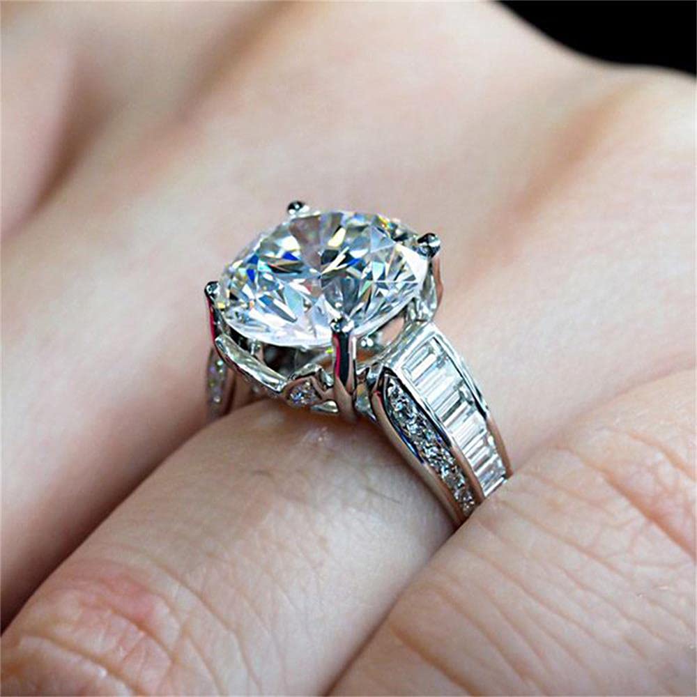 925 Sterling Silver Shiny Full Diamond Gemstone Ring - 5 Carat Cubic Zirconia Multi Row Eternity Band for Women | US Size 8 | Perfect for Engagement, Wedding & Anniversary Gifts