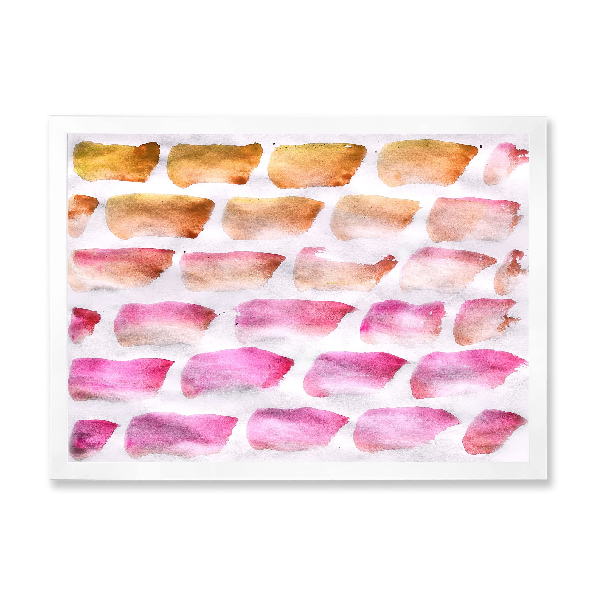 Abstract Pink and Dark Yellow Modern Framed Wall Art - Contemporary Home & Office Decor for Living Room, Bedroom or Workspace