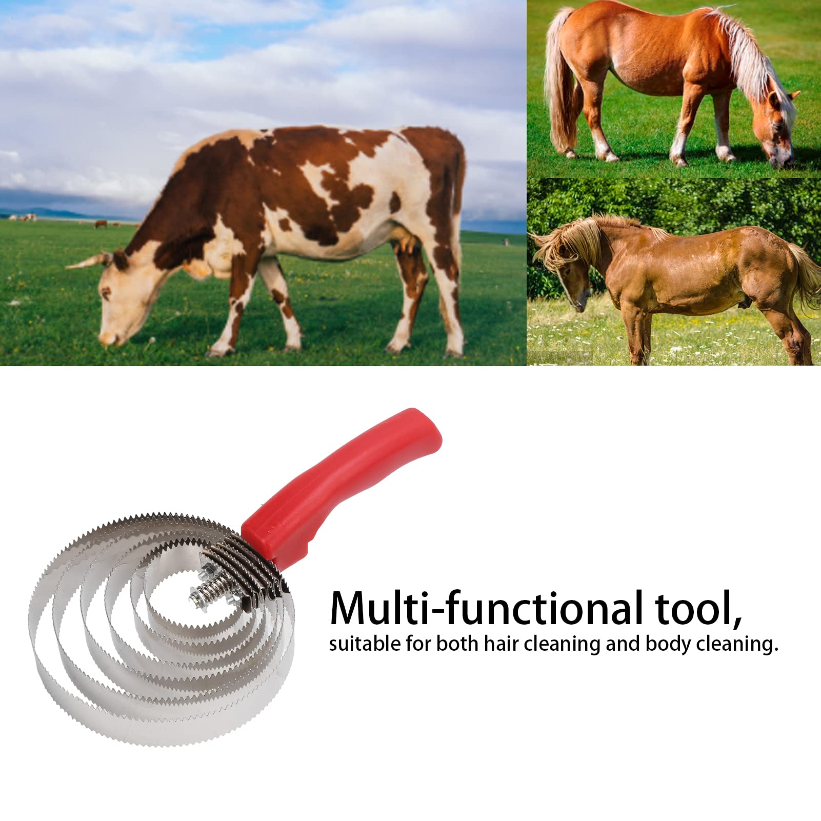 Premium Stainless Steel Livestock Grooming Brush - 6 Circle Cow & Horse Comb for Shedding & Hair Removal | Perfect for Equine Care, Cattle Grooming & Farm Animal Maintenance