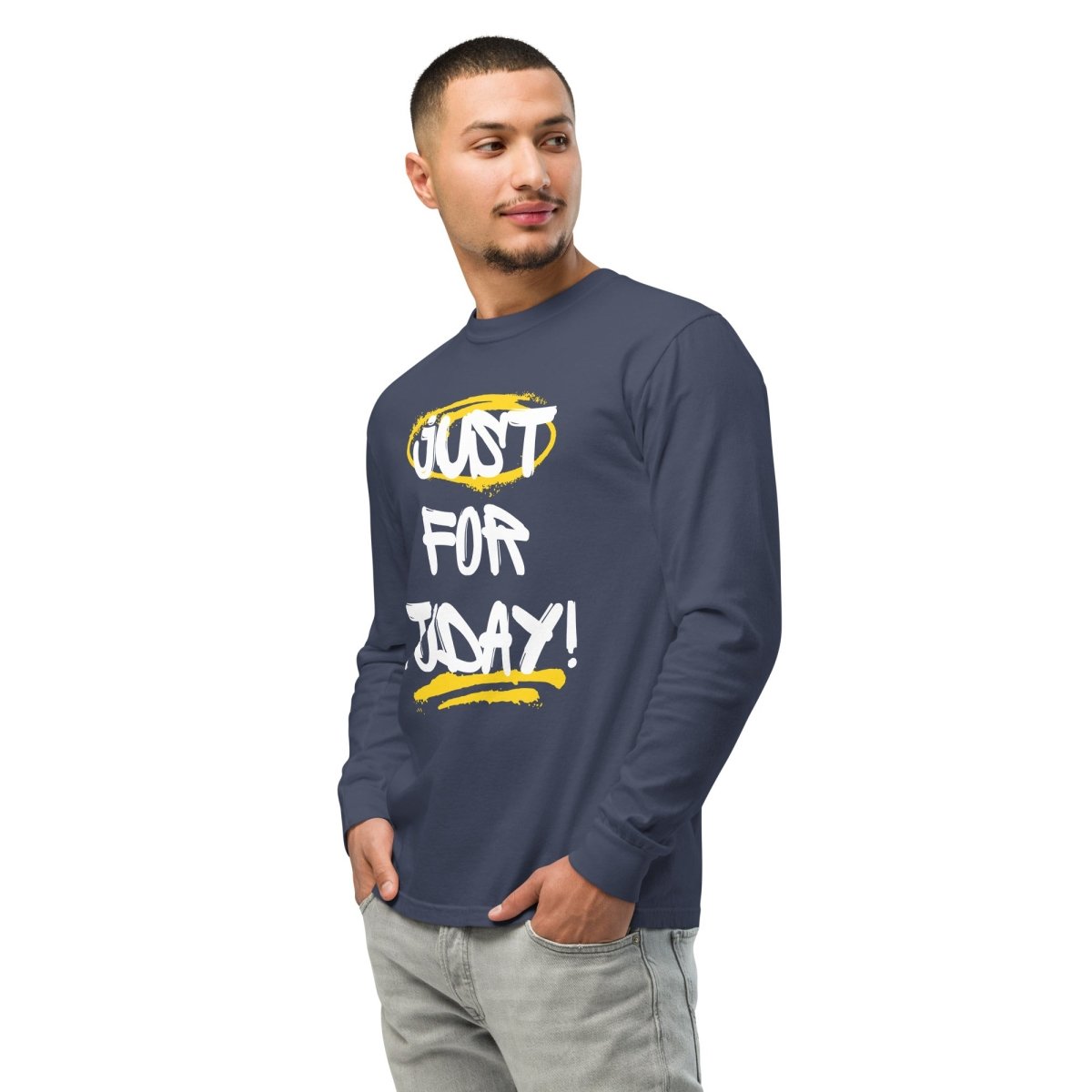 Just For Today Simplicity Unisex Heavyweight Long Sleeve T-Shirt - Comfortable Cotton Tee for Men & Women - Perfect for Casual Wear, Workouts, and Everyday Outfits