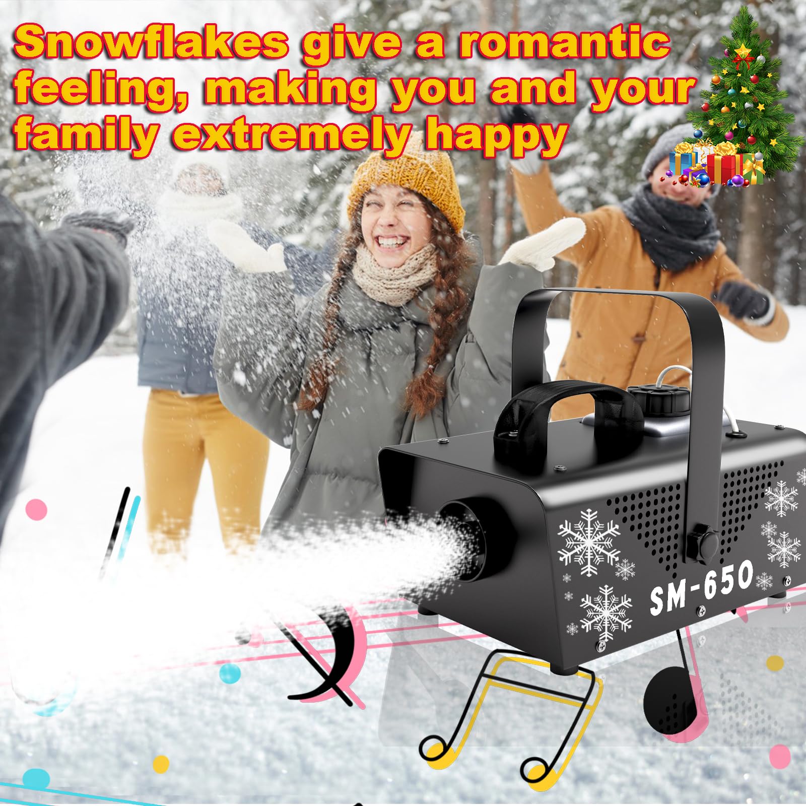 IMONE 650W Snow Machine with Remote - Indoor/Outdoor Artificial Snow Maker for Christmas, Parties, Parades & Events - Perfect for Winter Wonderland Decor & Photo Shoots