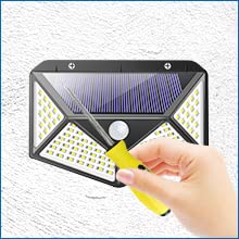 100 LED Solar Security Light with Motion Sensor - ABS Waterproof Wall Light for Deck, Garage & Outdoor - 3 Lighting Modes - Solar Powered Security Lighting for Home, Garden & Pathway Safety