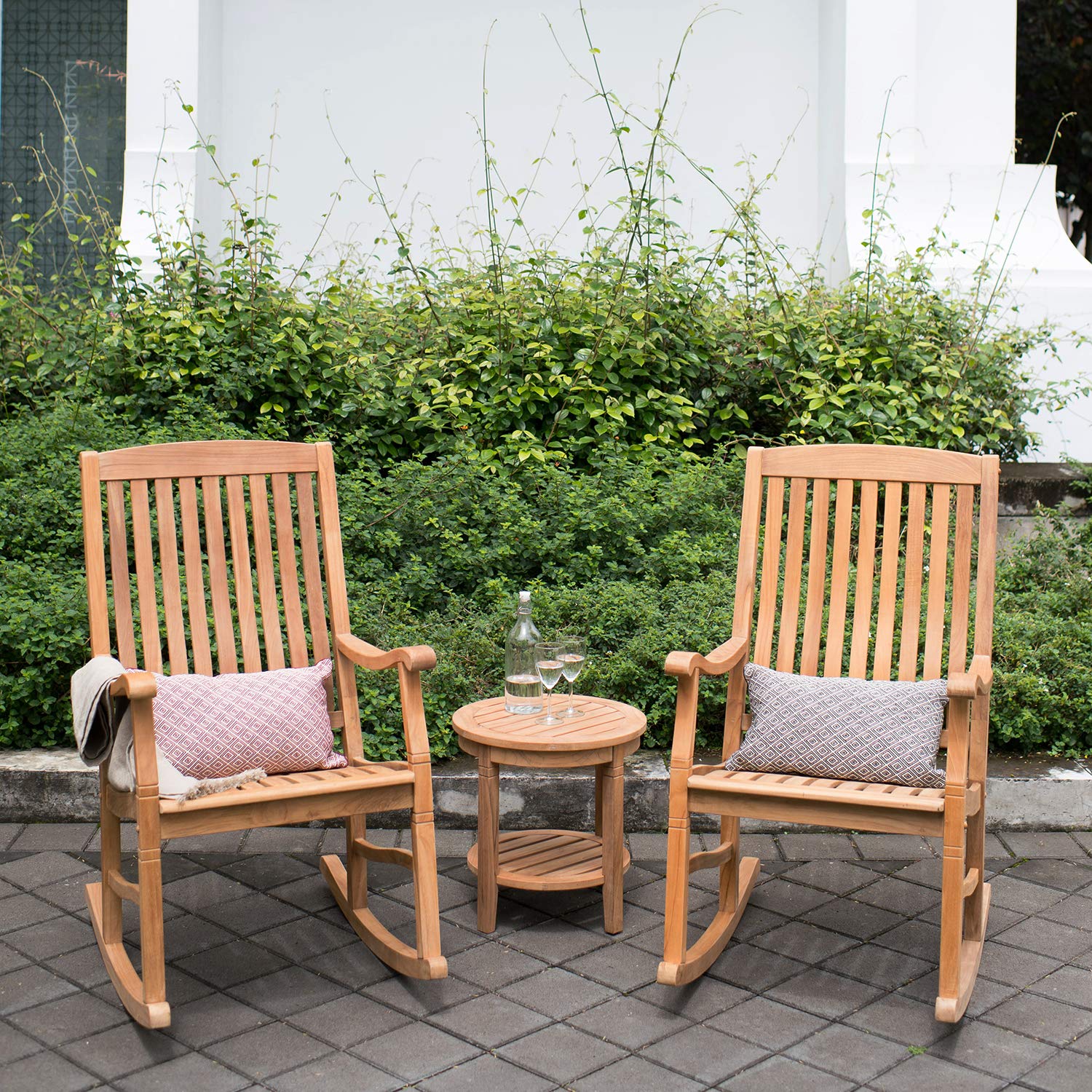 Premium Indonesian Teak Arie Outdoor Round Side Table - Natural Teak Finish - Durable & Weather-Resistant - Perfect for Patio, Garden, Poolside & Deck Decor