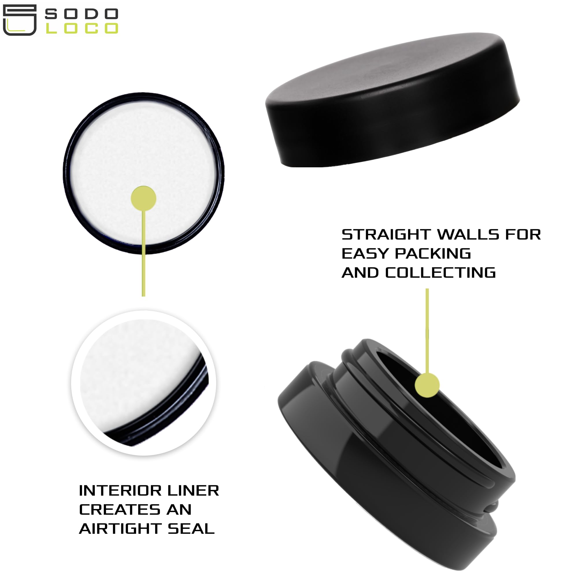 (90 Pack) 7ml Low Profile Thick Black Glass Jars with Black Lids - Airtight Containers for Essential Oils, Lip Balm, Wax, Cosmetics & DIY Crafts - Perfect for Skincare, Makeup, Travel & Home Organization