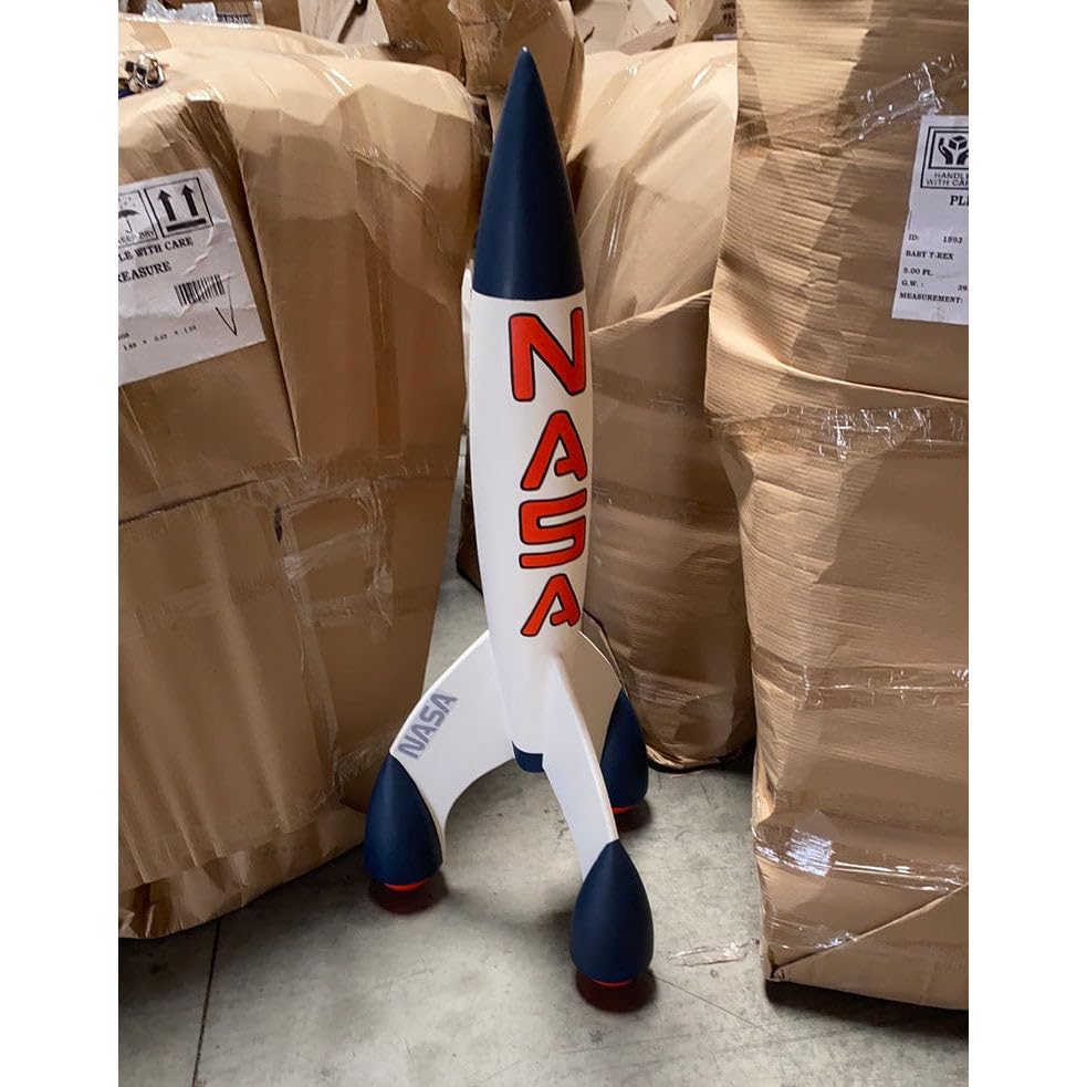LM Treasures Small Space Rocket Statue - Miniature NASA Rocket Model for Home Office Decor, Science Enthusiast Gift, Astronomy Lover Collectible - Perfect for Bookshelf, Desk Display & Space-Themed Room Decor