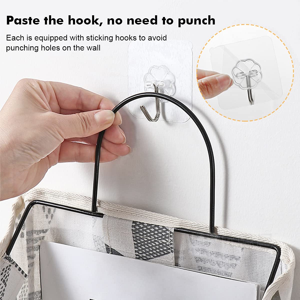 Fantasyon Waterproof Over The Door Hanging Storage Organizer - Closet & Bathroom Wall Mounted Pocket Organizer with Linen Cotton Fabric, Black | Perfect for Bedroom, Bathroom & Small Space Organization