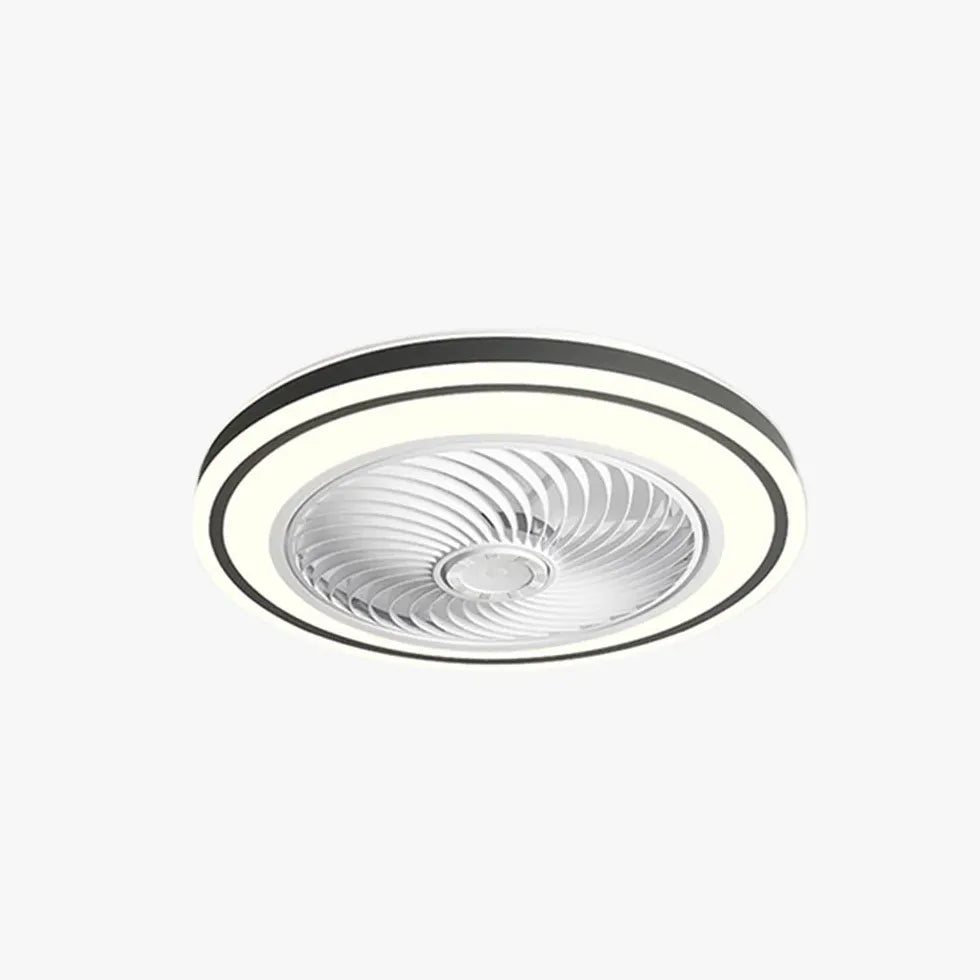 Modern Round Flush Mount Ceiling Fan with LED Light - Energy Efficient & Quiet - Perfect for Bedroom, Living Room, and Office Spaces