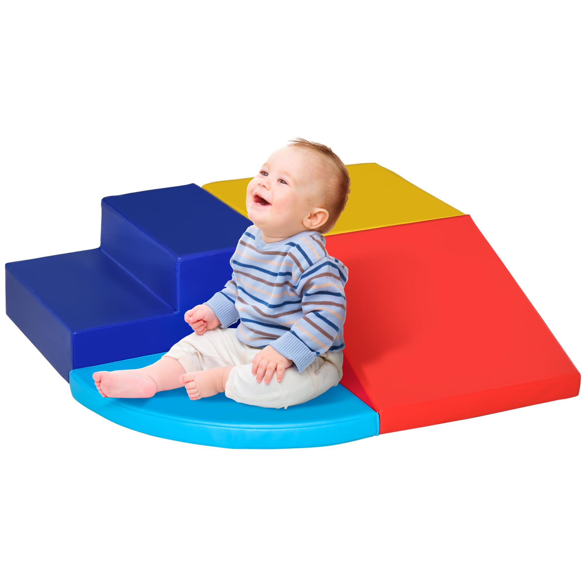 Qaba 4-Piece Soft Play Foam Climbing Blocks for Toddlers - Lightweight Modular Kids Play Gym Set for Indoor Climbing, Crawling & Sliding - Safe Playroom & Preschool Activity Toys for Boys & Girls