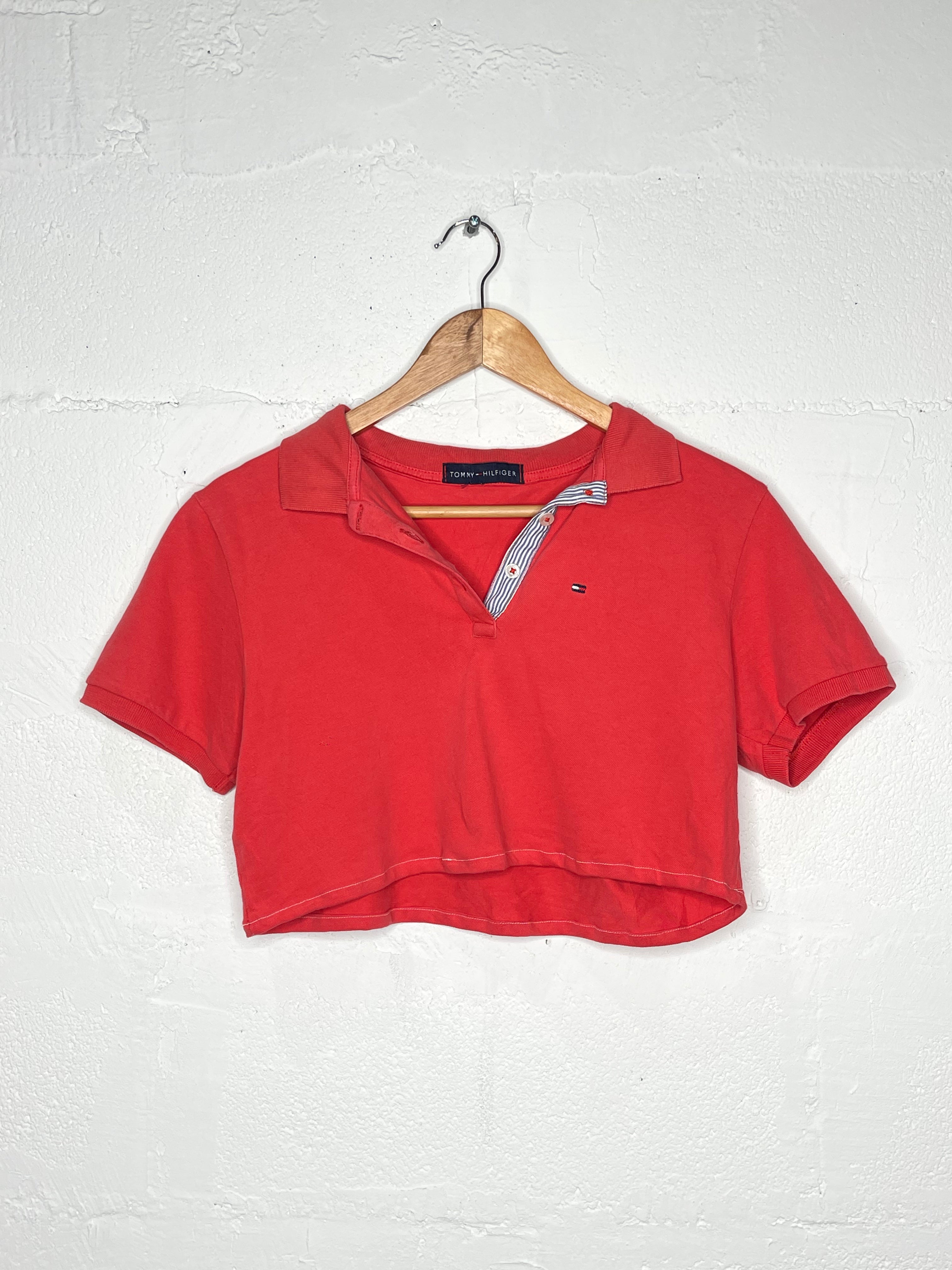 Tommy Hilfiger Women's Polo Crop Top - Short Sleeve Casual Shirt for Summer Outfits, Beach & Travel