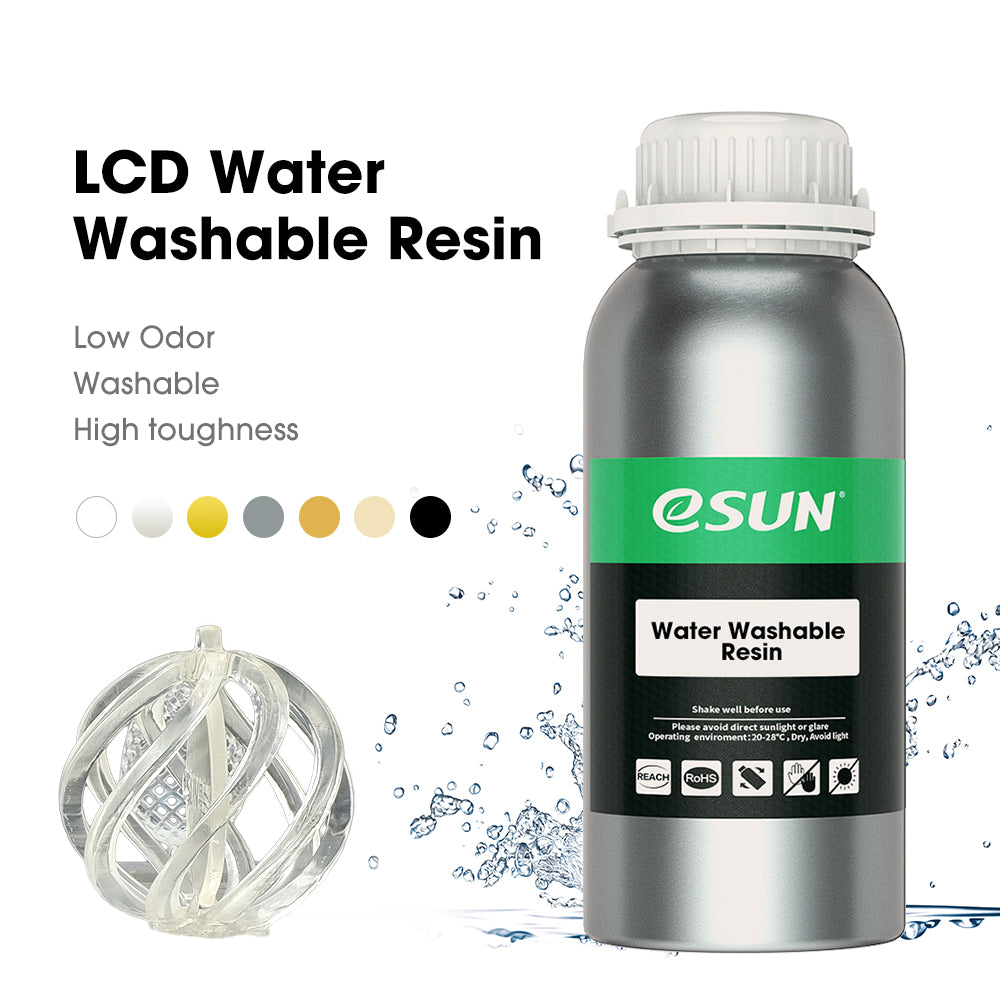 ESUN Water Washable Resin 1000g for LCD 3D Printing - High Precision, Low Odor, Fast Curing (Multiple Colors) - Perfect for Miniatures, Jewelry Making & Dental Models