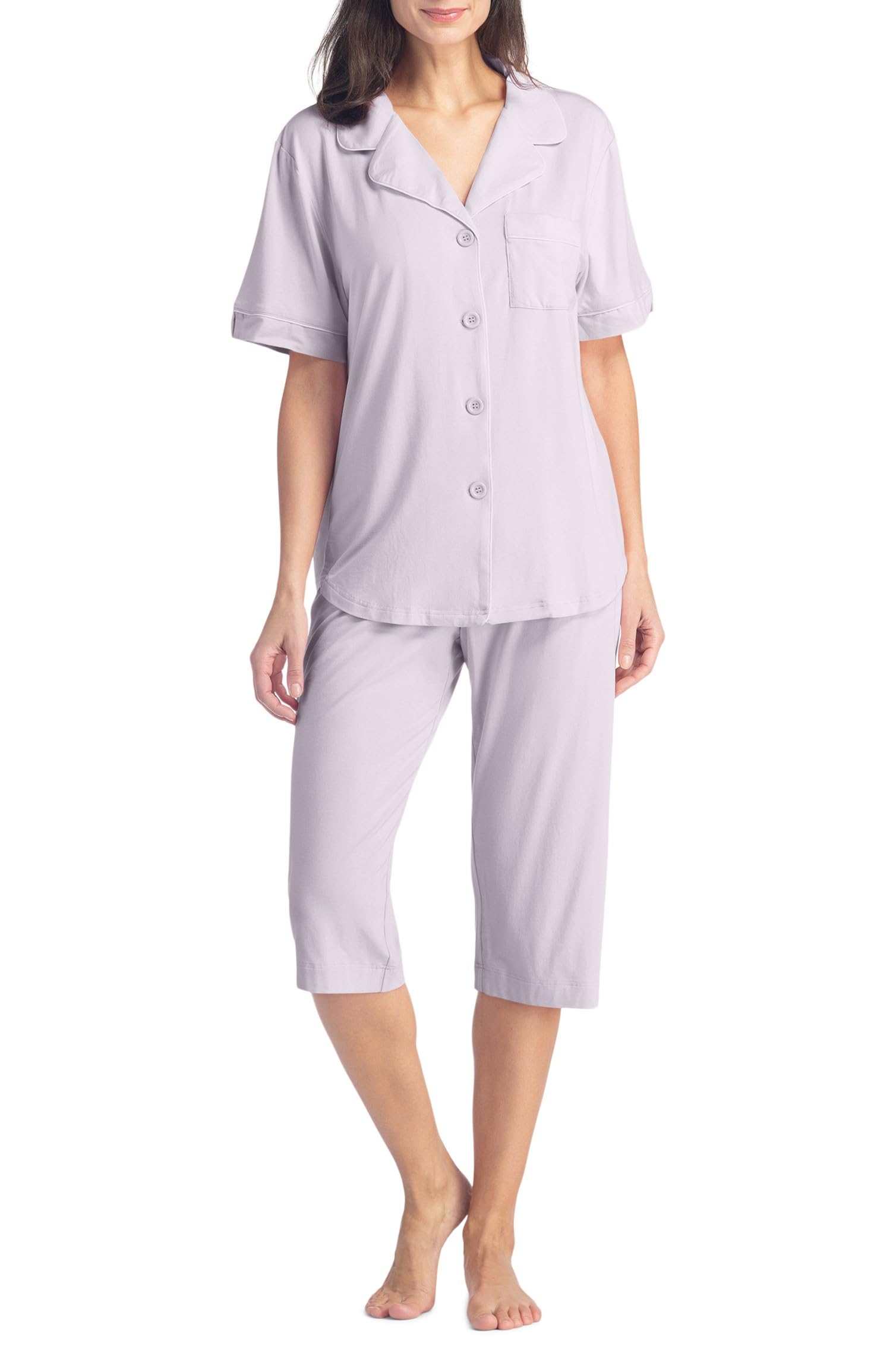 Fishers Finery Women's Button Down Pajama Set - Soft Capri Sleepwear with Gift Box | Perfect for Lounging, Sleepovers & Cozy Nights