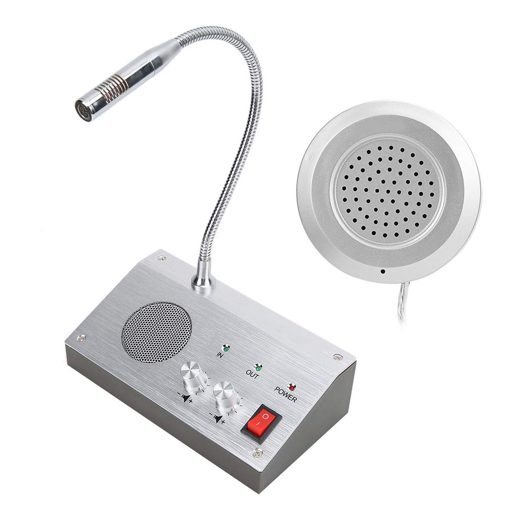 Dual Way Window Speaker Intercom System - Anti-Interference Through Glass Communication, High-Strength Aluminum Alloy Shell for Clear Sound - Perfect for Bank, Office, Retail Store & Transportation Station Windows (Secure Customer Service Solution)