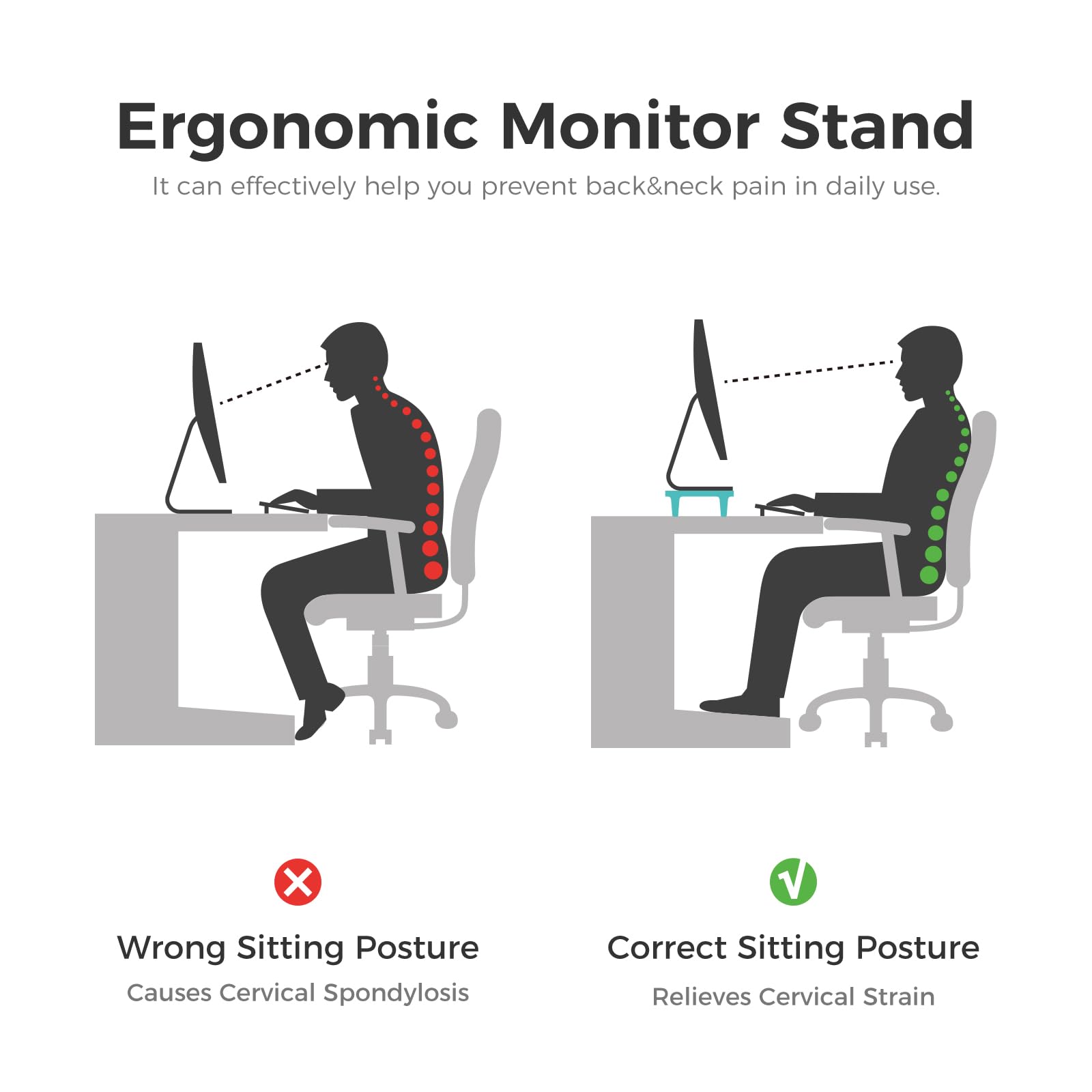 Loukin Dual Monitor Stand Riser for Desk - 43.6\